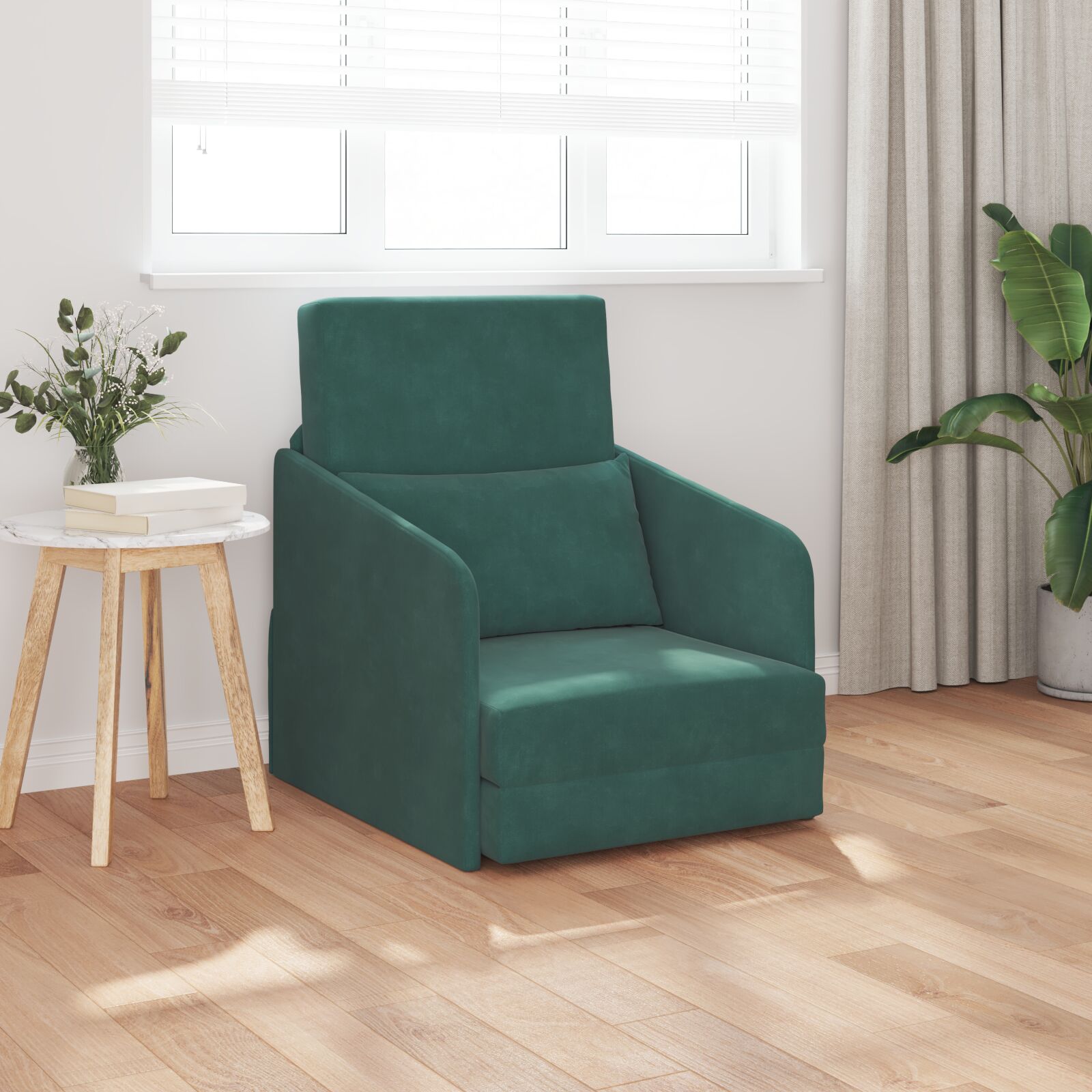 vidaXL Vloer Sofa Bed 2-in-1 Donkergroen 65x80x83 cm Velvet