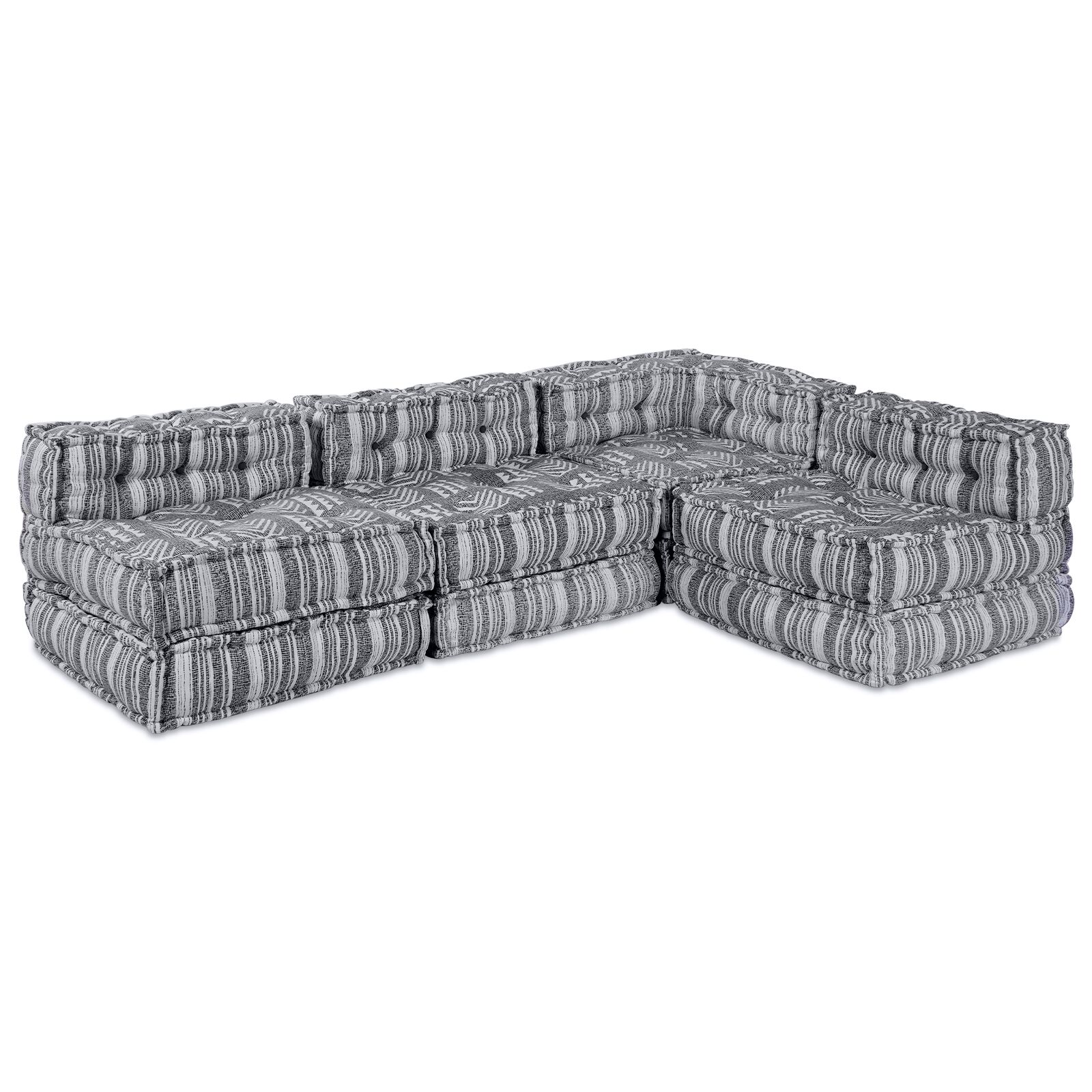 vidaXL Modularni Pouf Sofa za 4 Osobe, Pretvorni, Svijetlosiva Tkanina