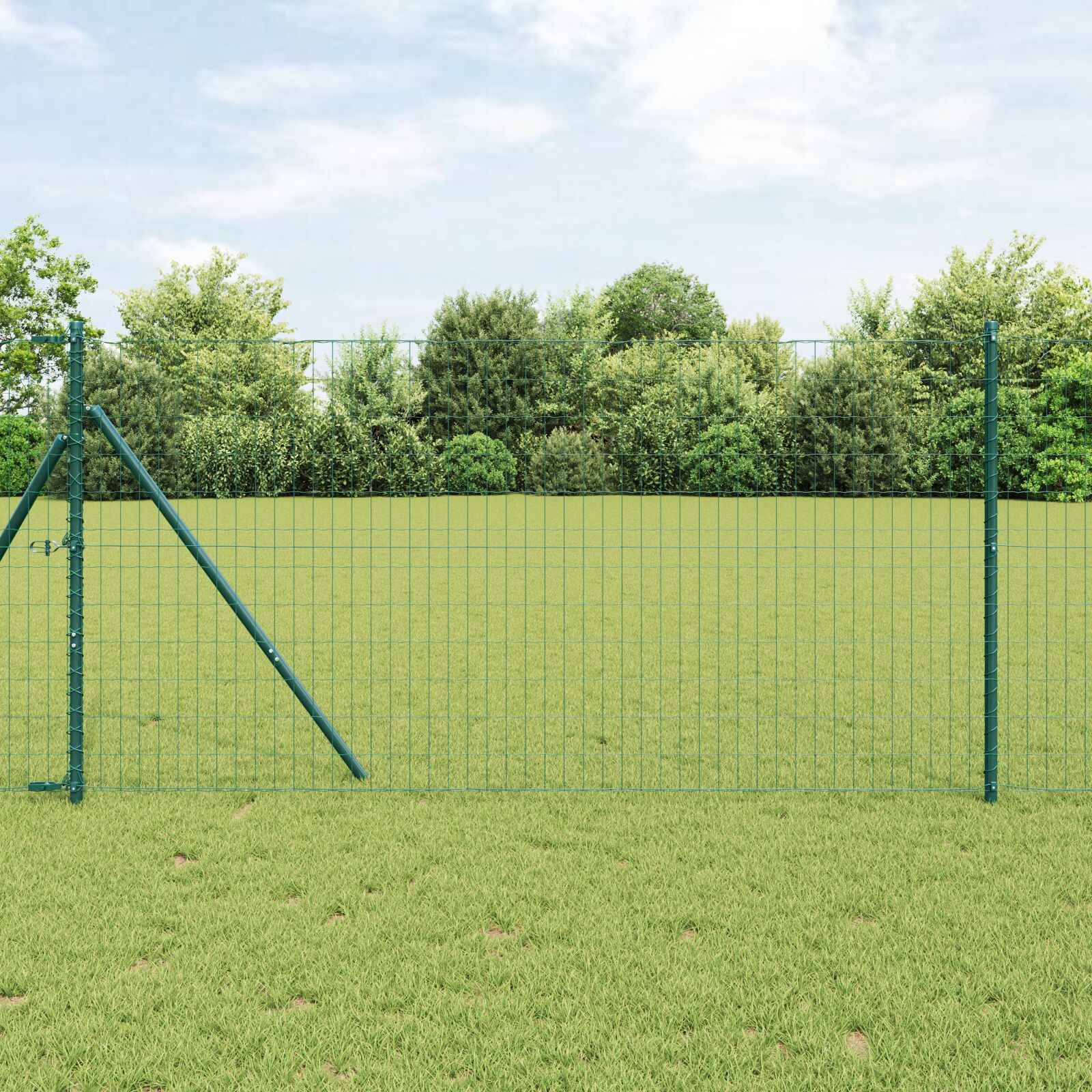 Euro Fence med 13 posts 1x25 m galvaniseret stål grøn