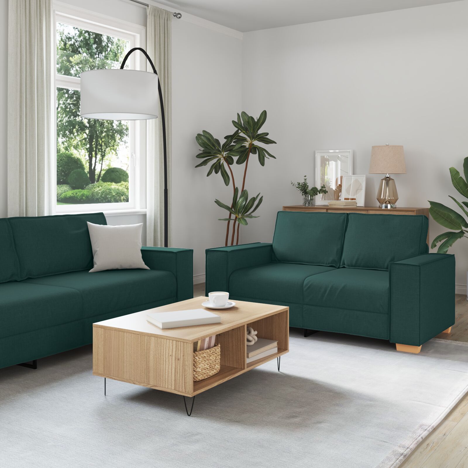 vidaXL Sofa Set 3 Teile Dunkelgrün