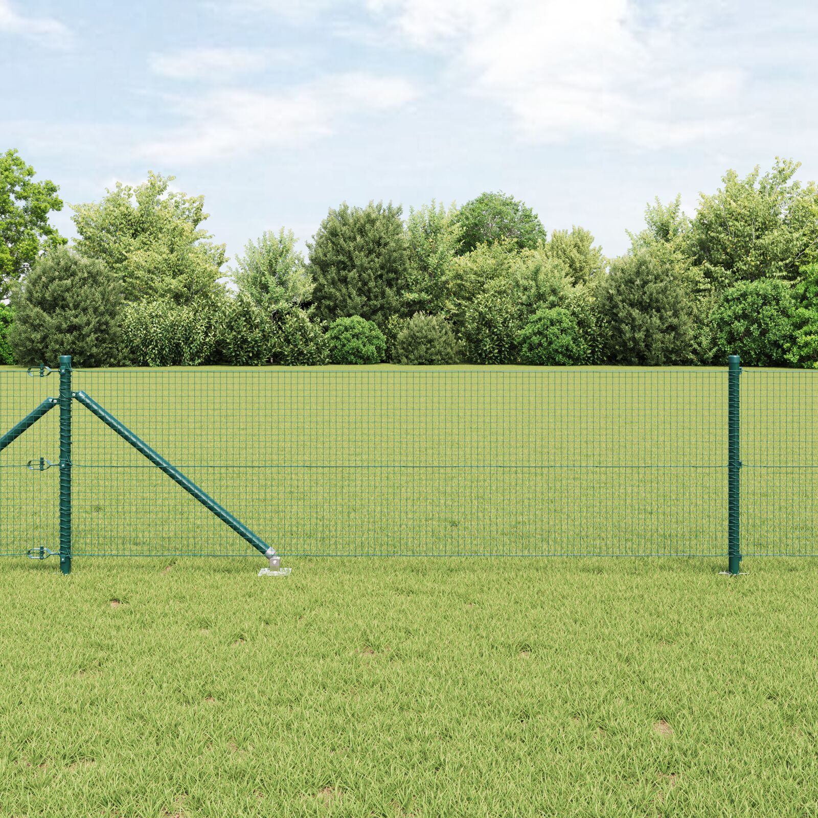 vidaXL zavarena žičana ograda s 13 šiljastih postova Zeleni 0.4x25 m Čelik