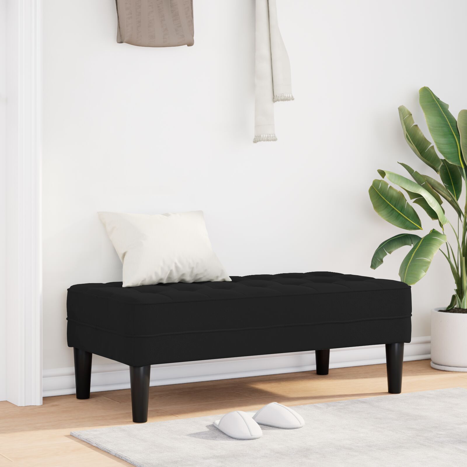 vidaXL Bänke Schwarz Holz, Kunstleder Mittel Langlebig