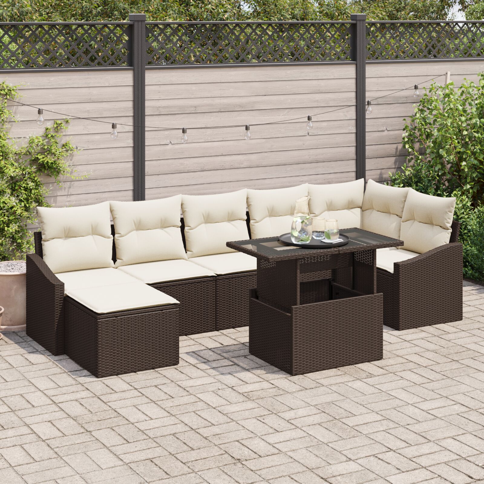 vidaXL 8 komadni vrtni sofa set s jastučićima smeđi poli ratan