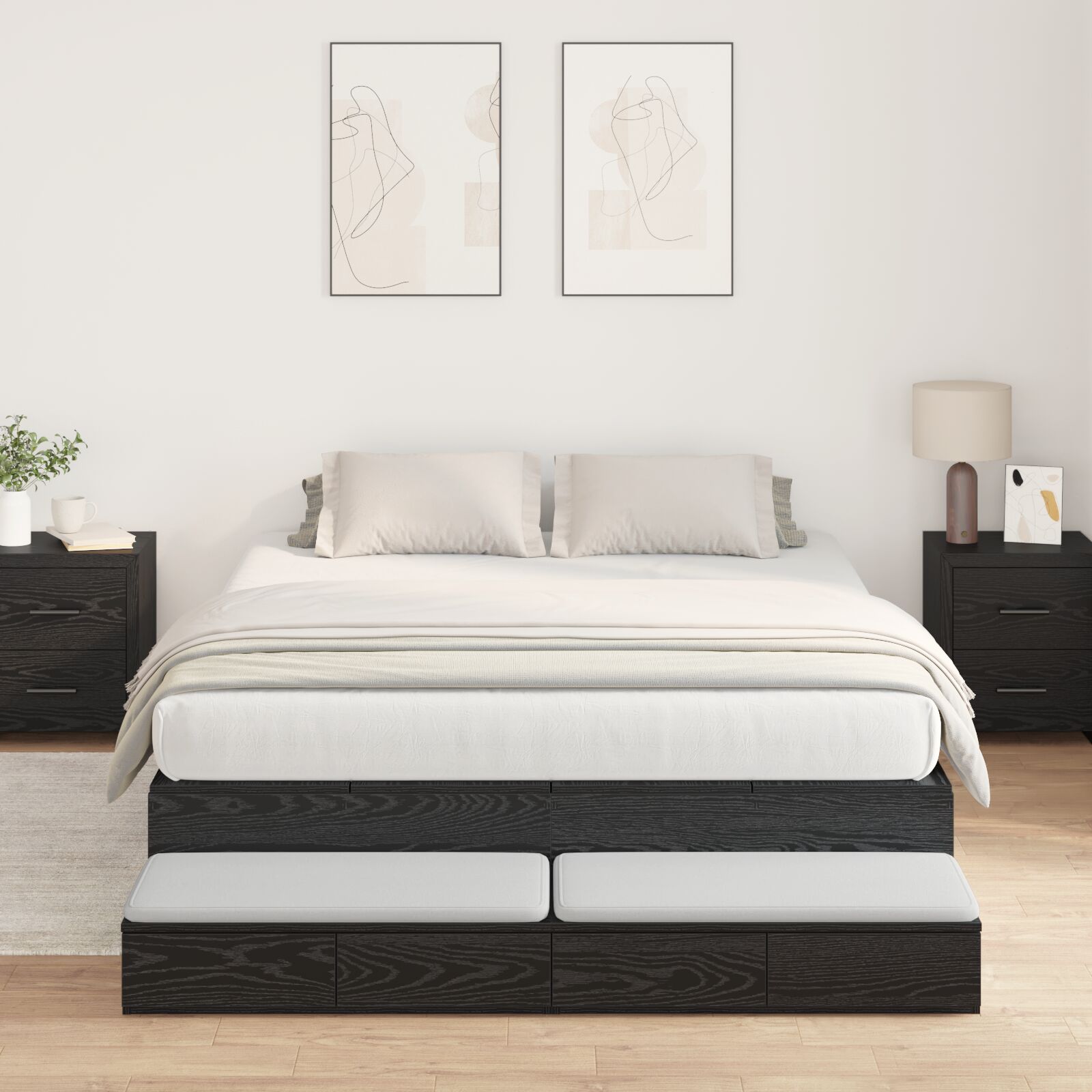 Hoiuvoodi raam Must tamm Tehispuit 140 x 190 cm Hoiuvoodi raam