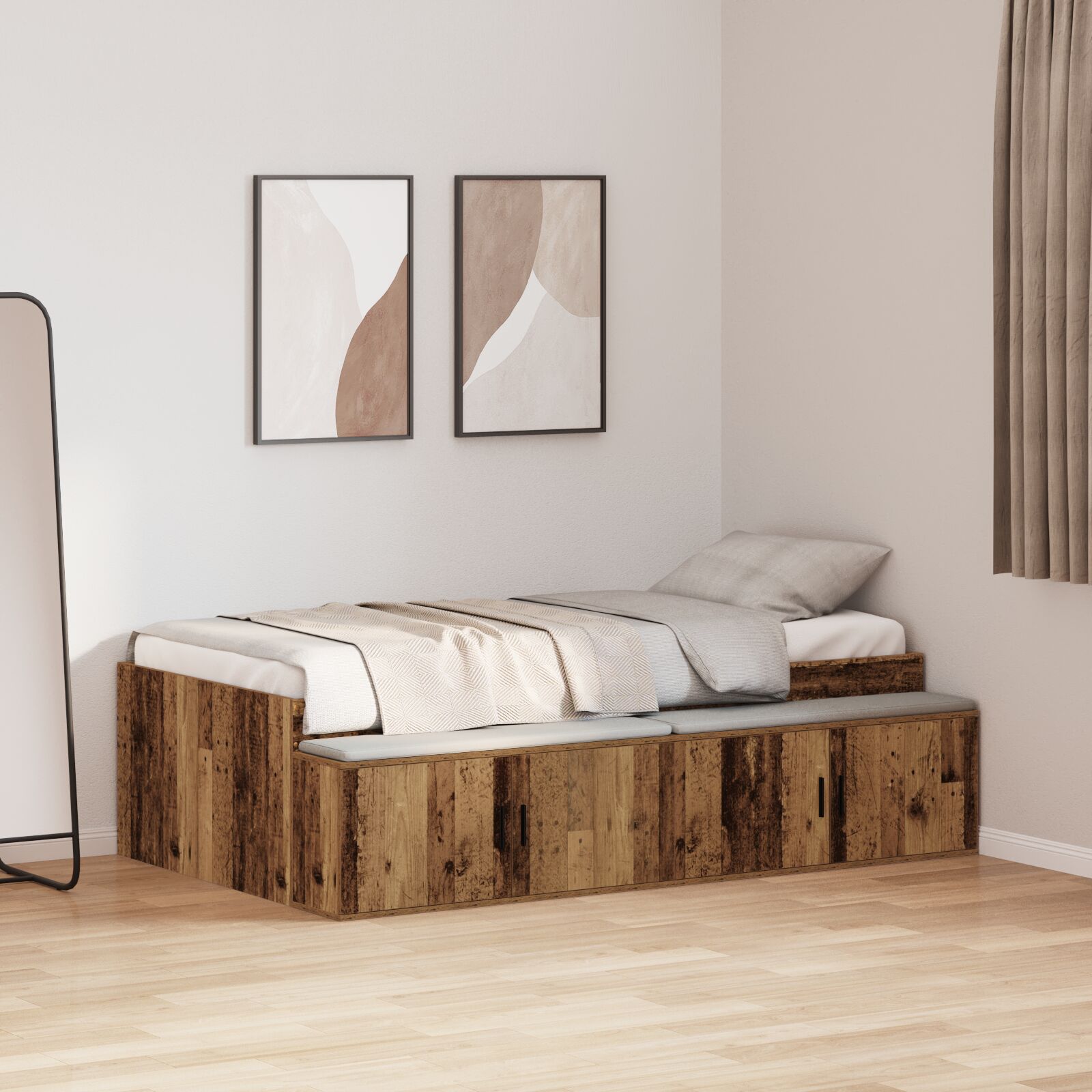 Konstrukcija kreveta za skladištenje Staro drvo 100x200 cm