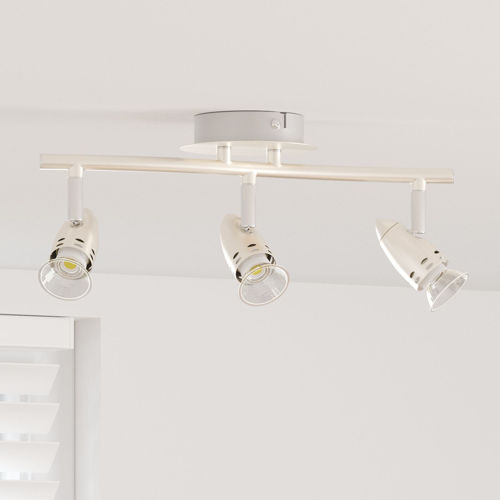 Loftspotlight 3 vejs justerbar mat nikkel GU10