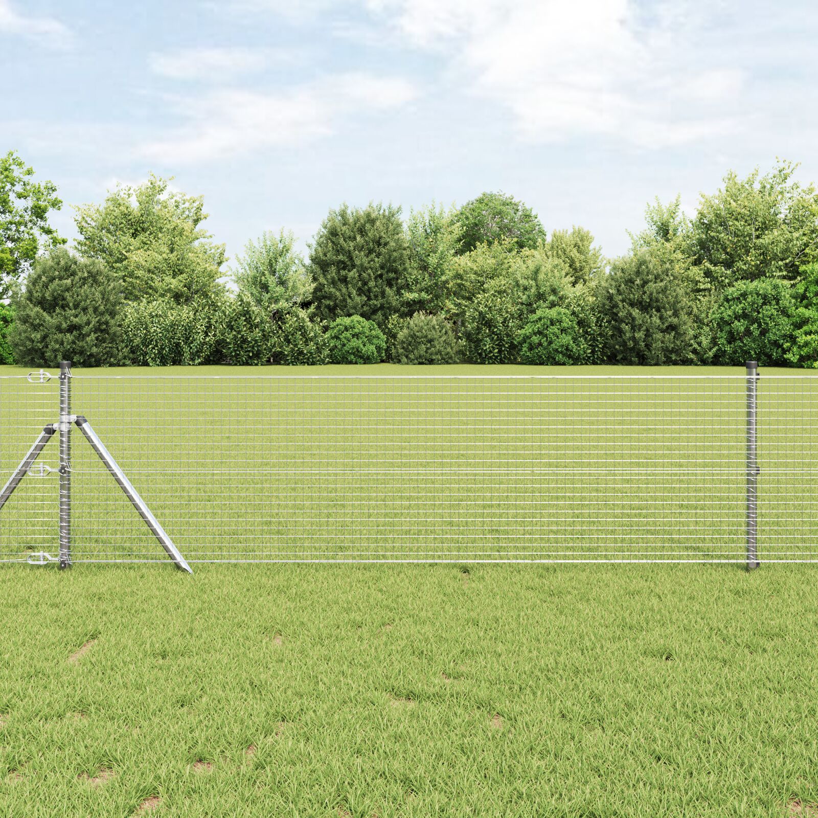 vidaXL Zavarena Žičana Ograda sa 13 Stubova 0.8x50 m Galvanizirani Čelik
