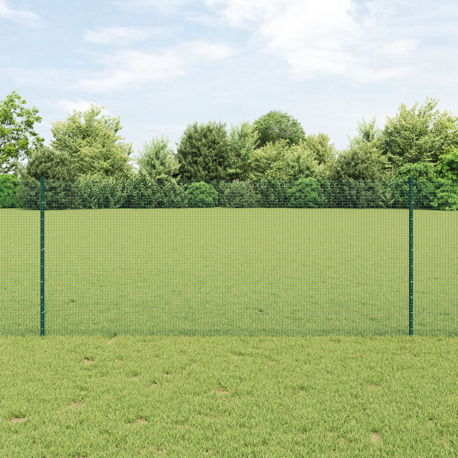 vidaXL Zavarena žičana ograda s 22 U postova Zelena 1x50 m Čelik