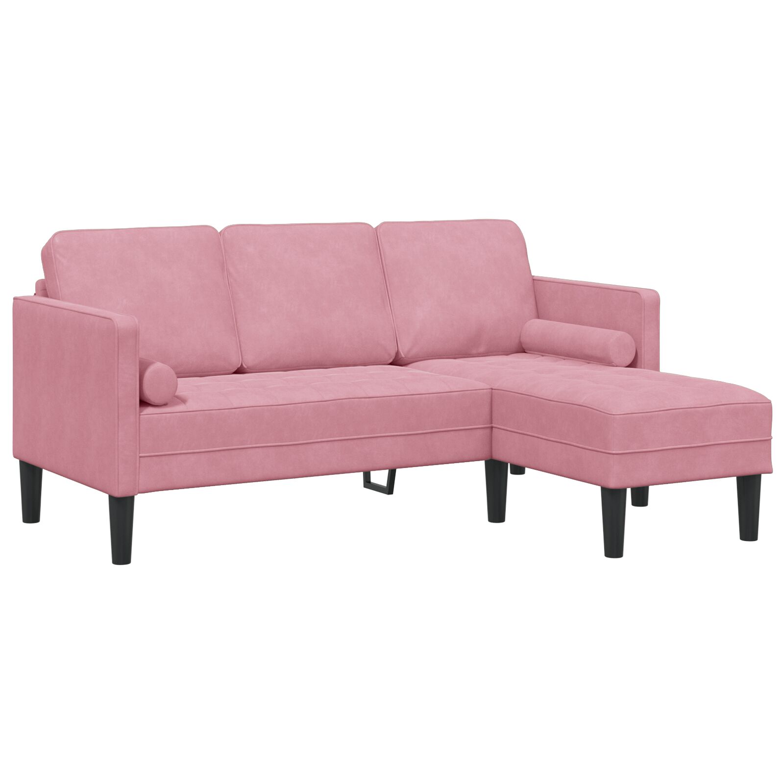 vidaXL Sofas za tri osobe s Chaise L u svijetlo ružičastoj boji 160 cm od baršuna