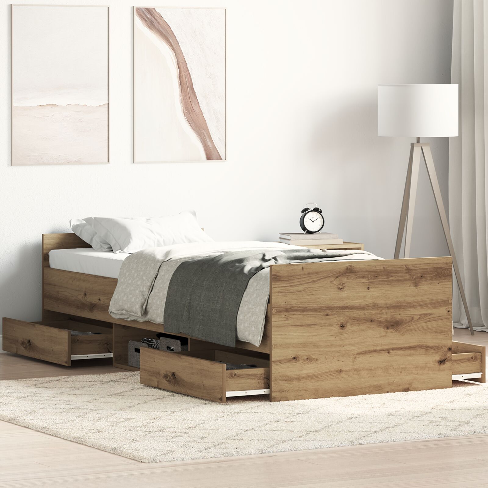 Bettgestell ohne Matratze Artisan Eiche 75x190 cm Holzwerkstoff