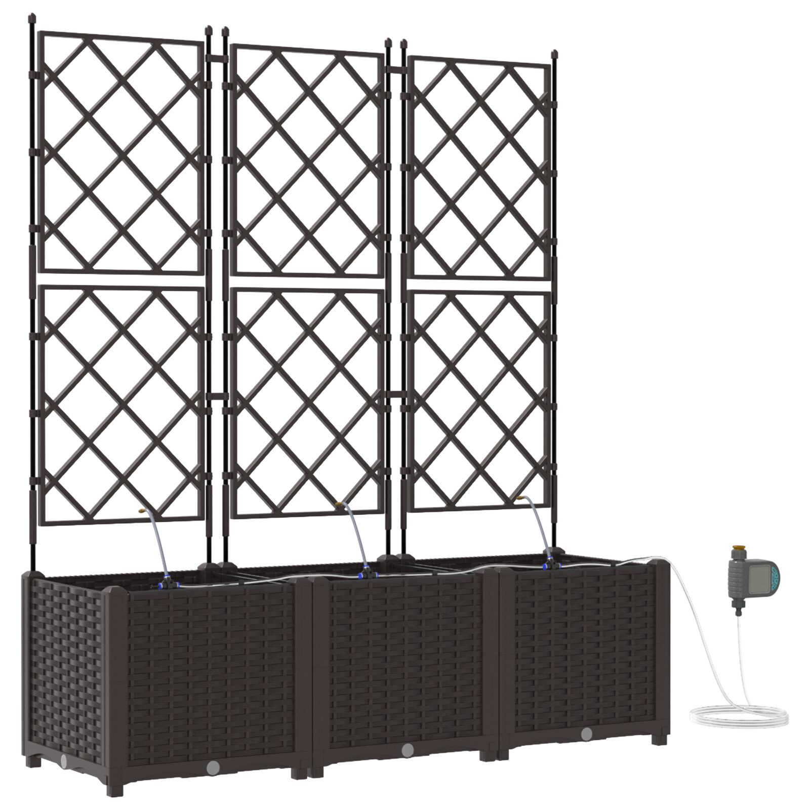 vidaXL Jardiniere cu sistem de irigație a apei 3 buc Brown