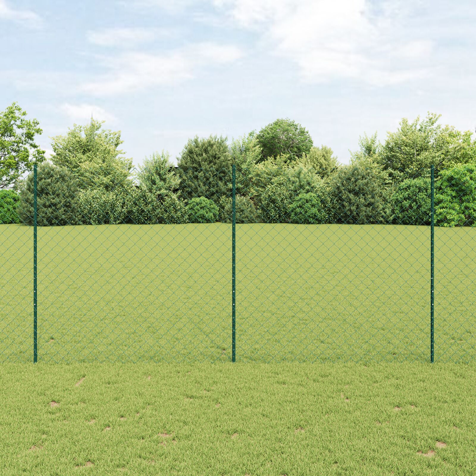 vidaXL ograda od lanca s 10 U postovima Zelena 1.5x10 m Čelik
