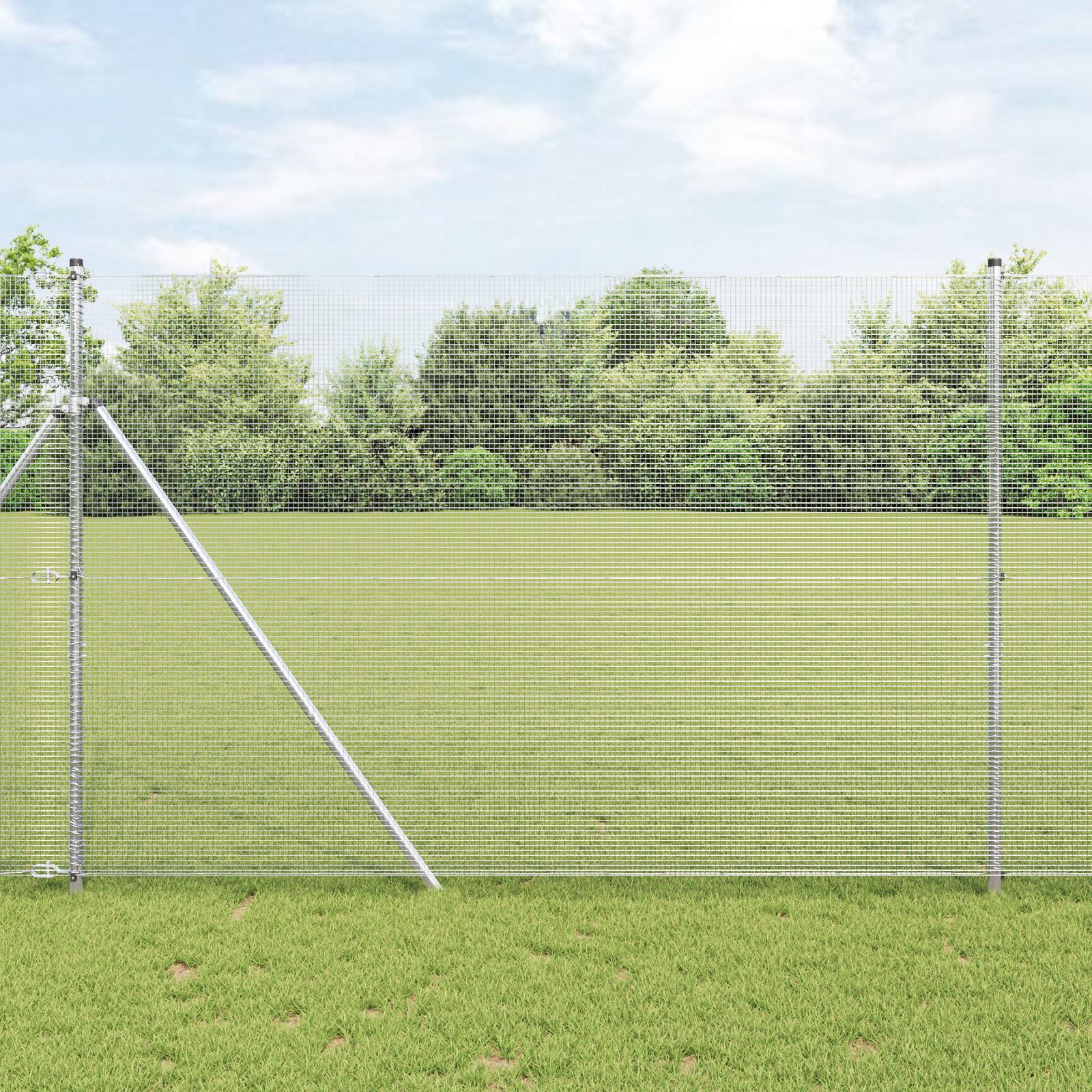vidaXL Zavarena žičana ograda s 13 stupova 1.5x50 m Pocinčani čelik