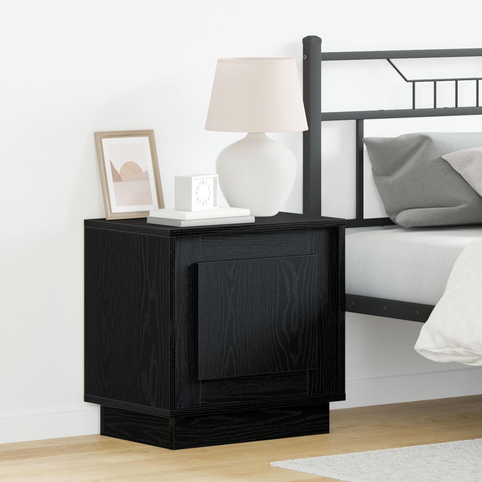 vidaXL Nachttische Schwarze Eiche Holzwerkstoff 44 x 34.5 x 45 cm Türen