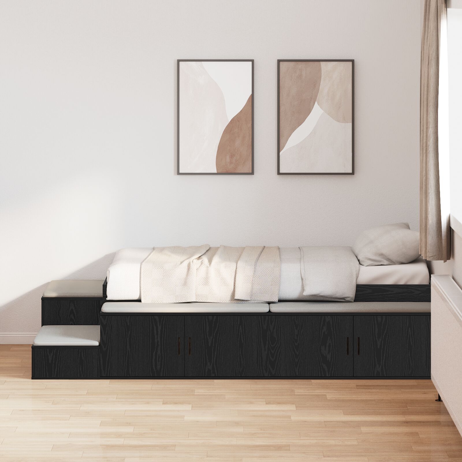 Krevet Okvir Crna Hrast 90x200 cm