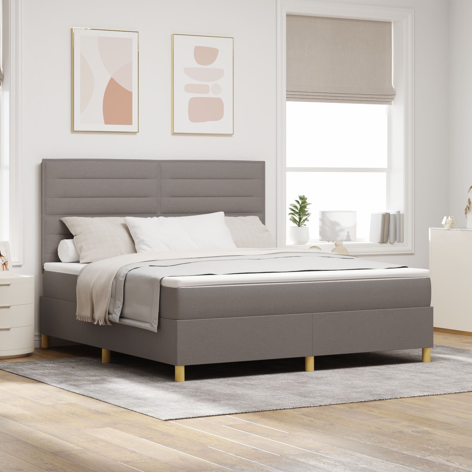 Boxspringbett mit Matratze Taupe Super King Stoff