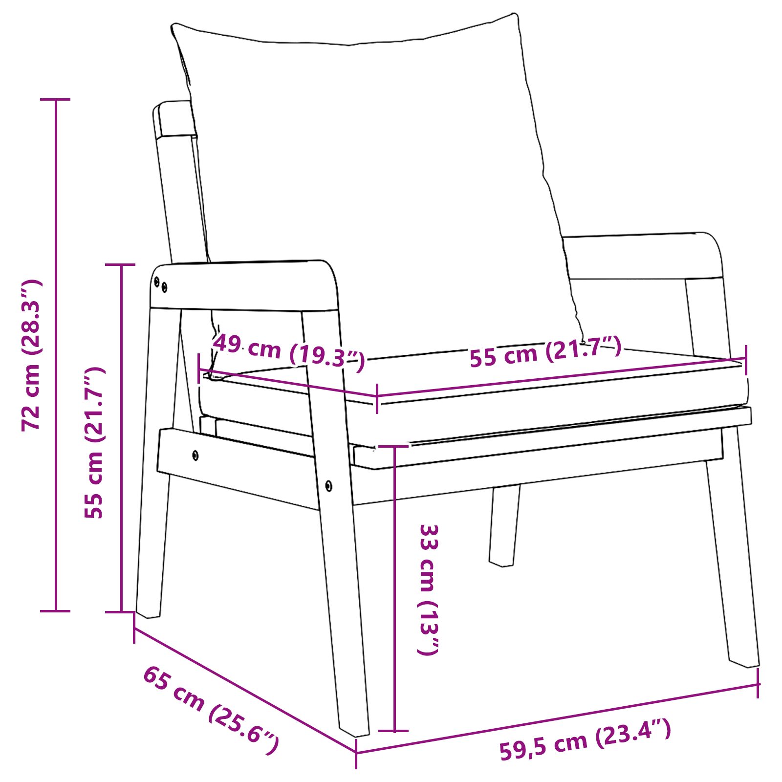 vidaXL Vrtni stoli 2 kosa 59,5x65x71,5 cm iz trdnega akacijevega lesa - Image 10