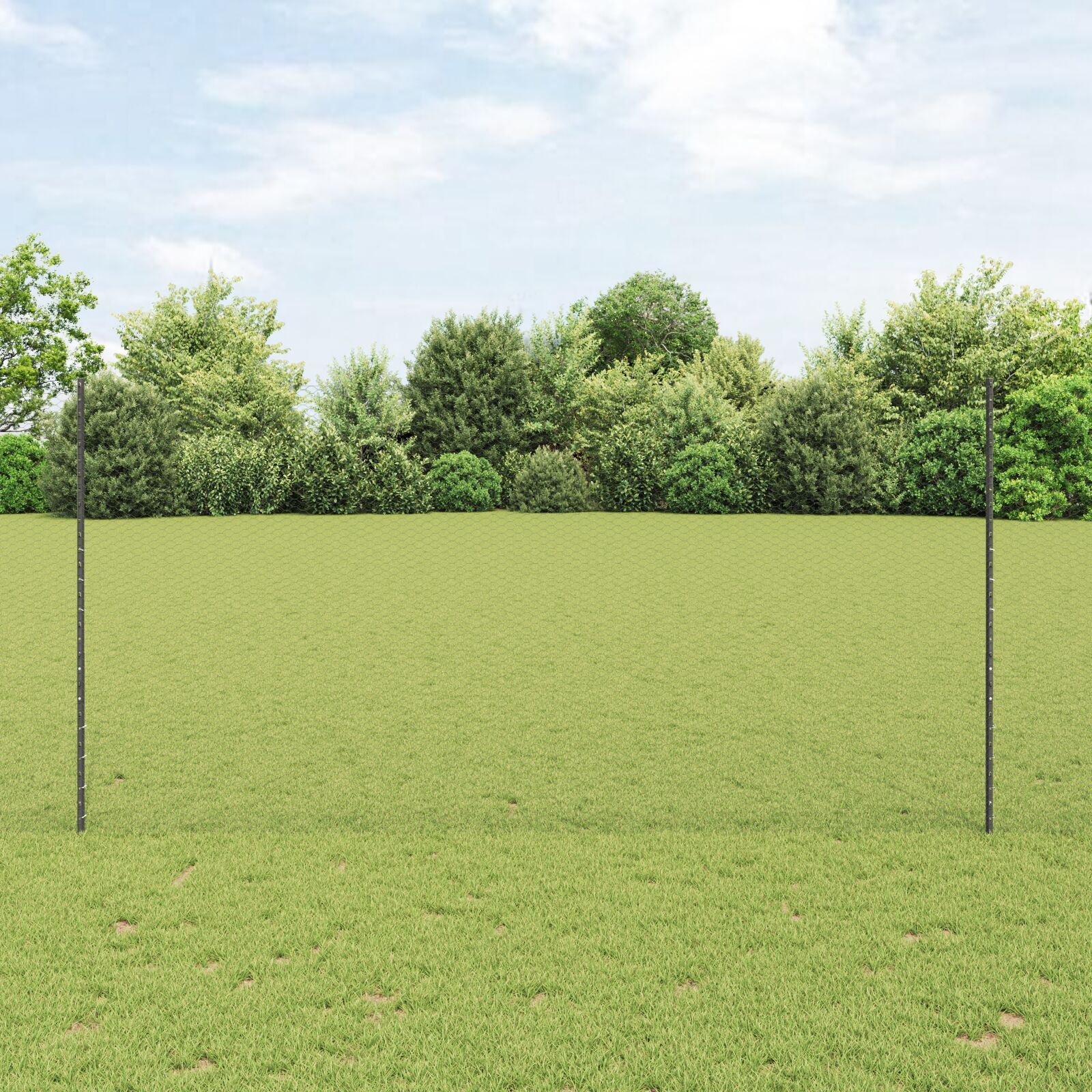 vidaXL Ogradni stubovi 22 kom U-kanal siva 150 cm čelik, vidaXL Šesterokutna ograda siva 1.5x100 m čelik