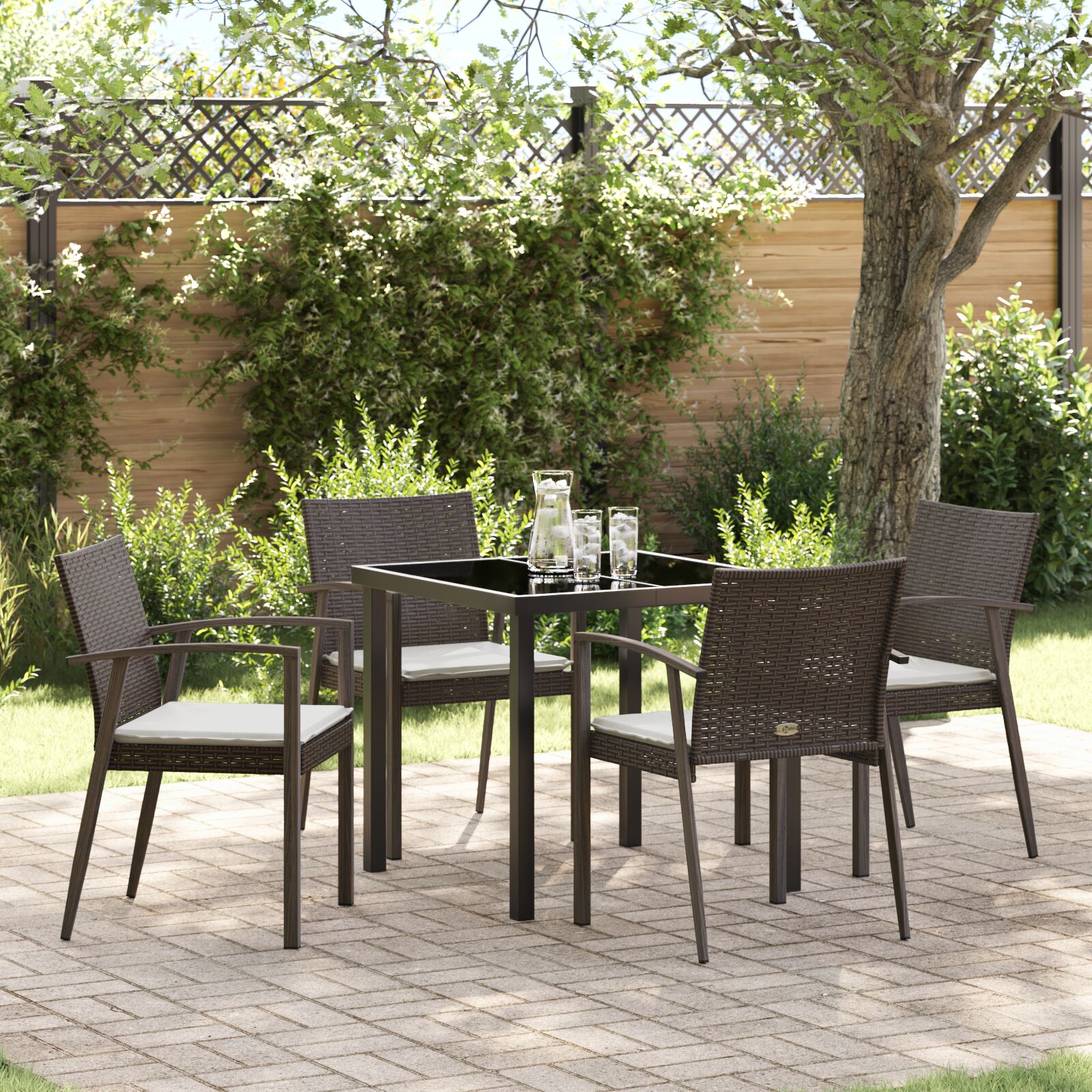 vidaXL Set aus 3 Braun PE-Rattan und Stahl Mittel Langlebig
