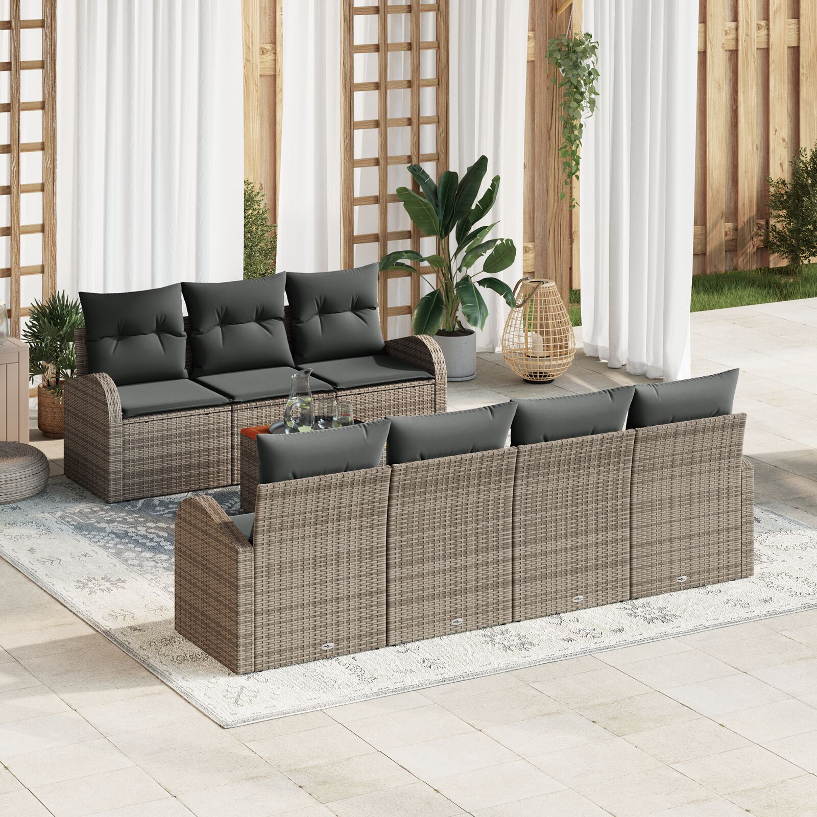 vidaXL 8 komadna vrtna sofa set s jastučićima siva poli ratan akacija