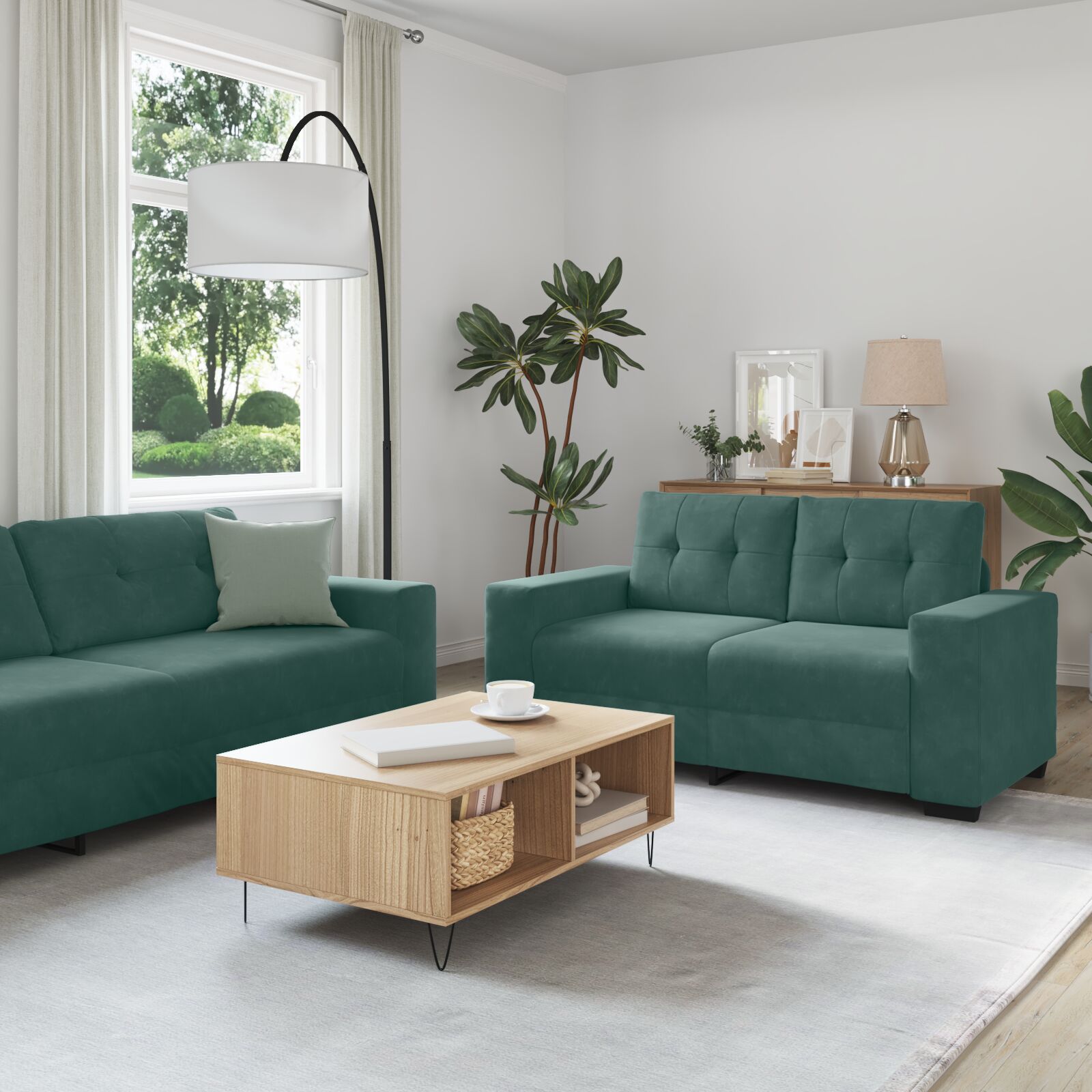 vidaXL Sofa Set Set aus 3 Dunkelgrün