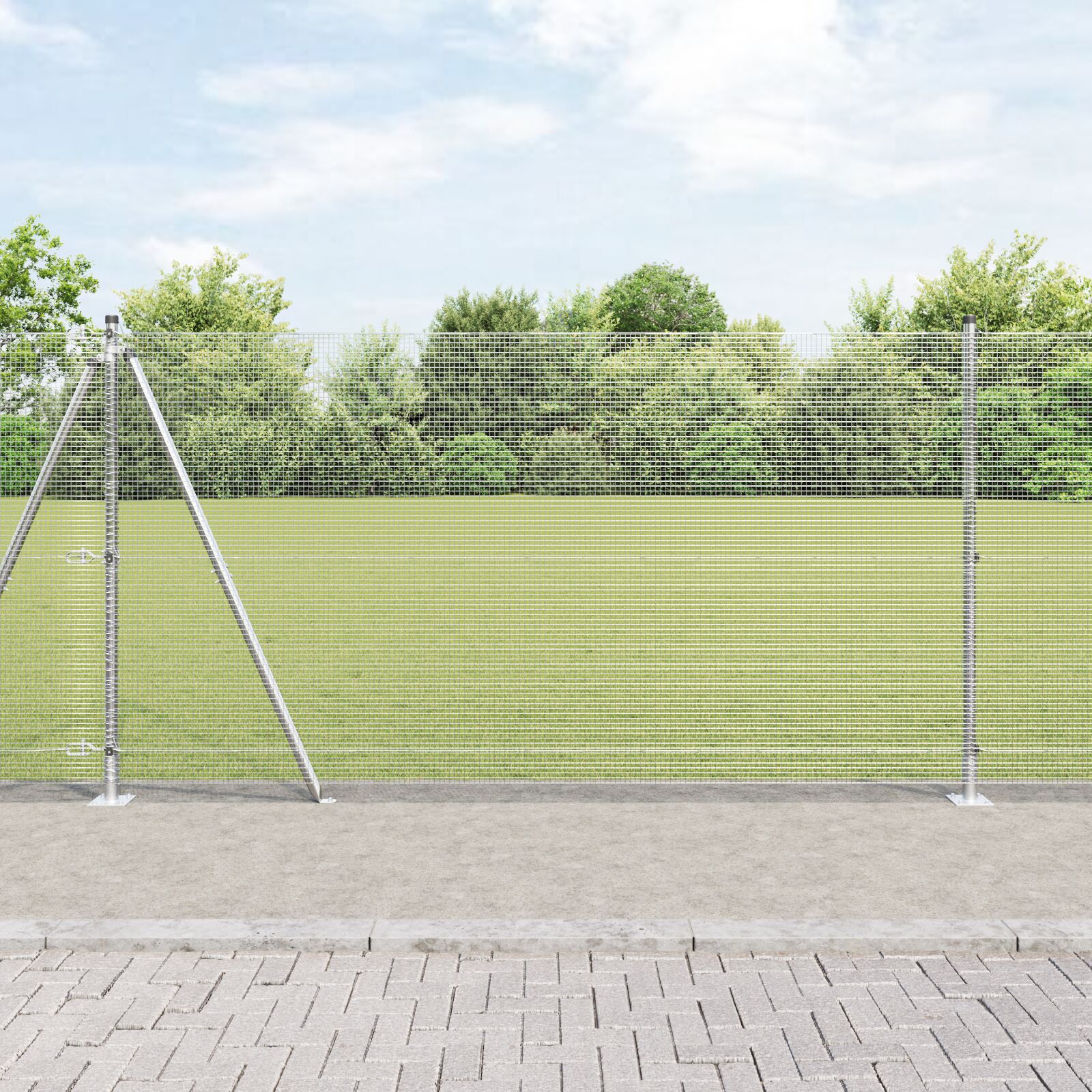 Svejset trådgærde med 13 flanged stolper 1,2x25 m galvaniseret stål