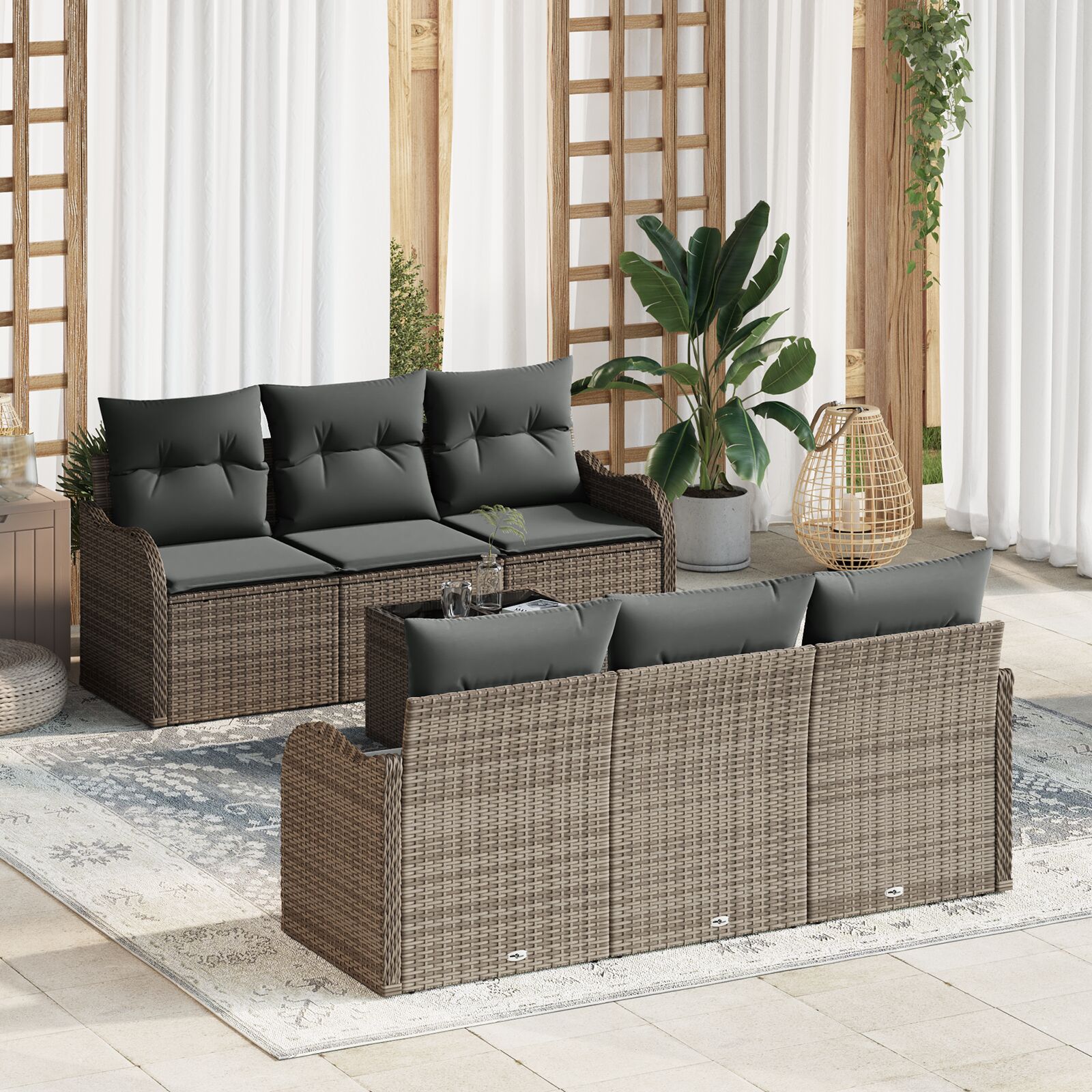 vidaXL 7-dijelni set vrtnih sofa s jastučićima siva poli ratan