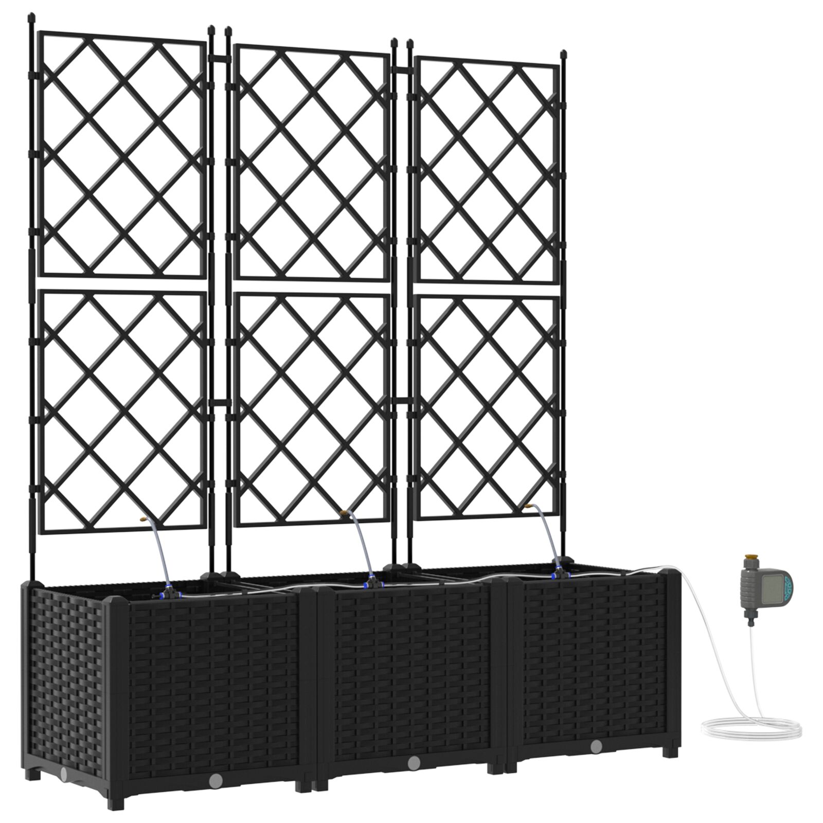 vidaXL Jardiniere cu sistem de irigație 3 buc Black