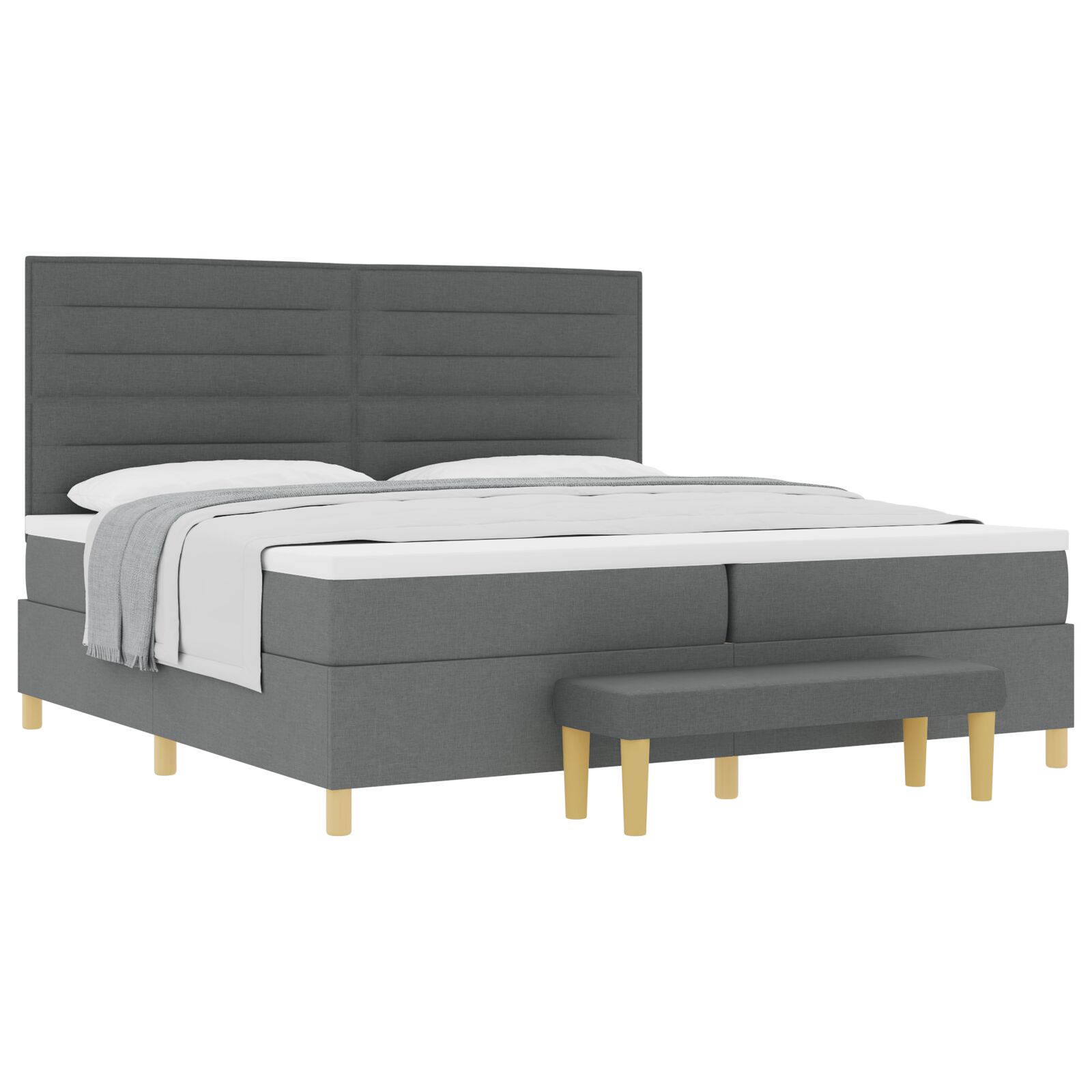 Boxspring Ágy Matrac & Padló Szürke 200x200 cm Szövet 