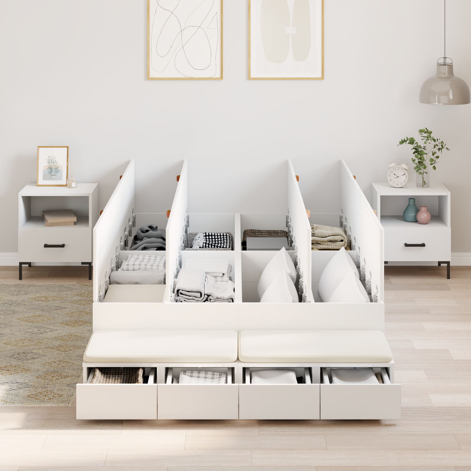 bijeli krevet s prostorom za pohranu 120x200 cm
