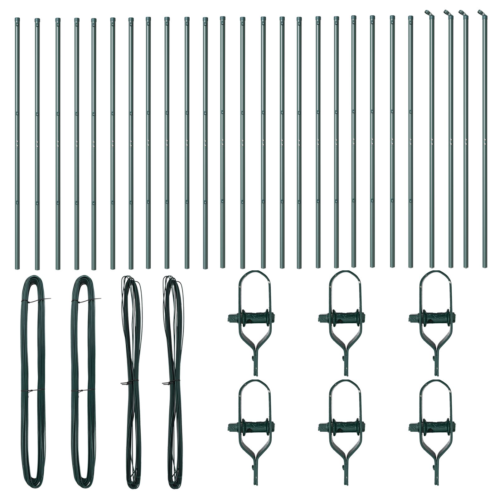 vidaXL Stupovi ograde 26 kom Green Ø32 mm 190 cm Galvanizirani čelik