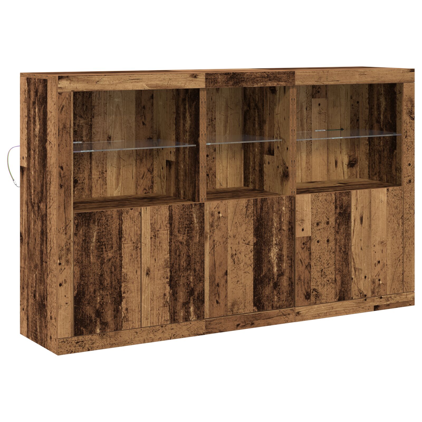 vidaXL Sideboard s LED Svjetlima Staro Drvo 162x37x100 cm