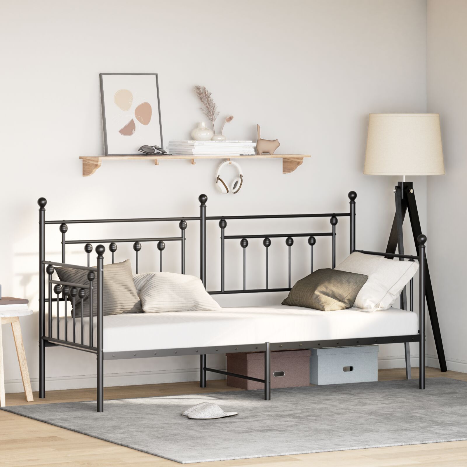 vidaXL Tagesbett schwarz 75x190 cm aus Stahl
