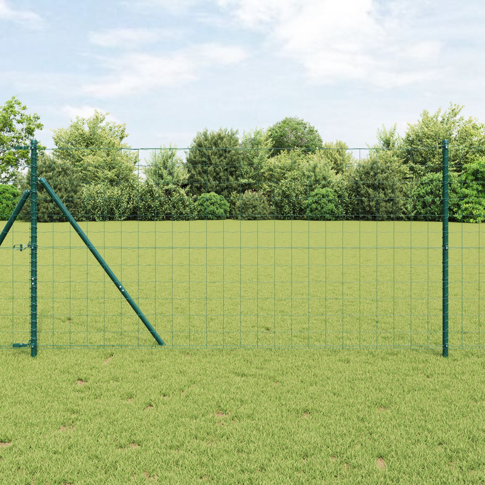 Euro Hegn med 7 Poster 1,4x10 m Galvaniseret Stål Grøn