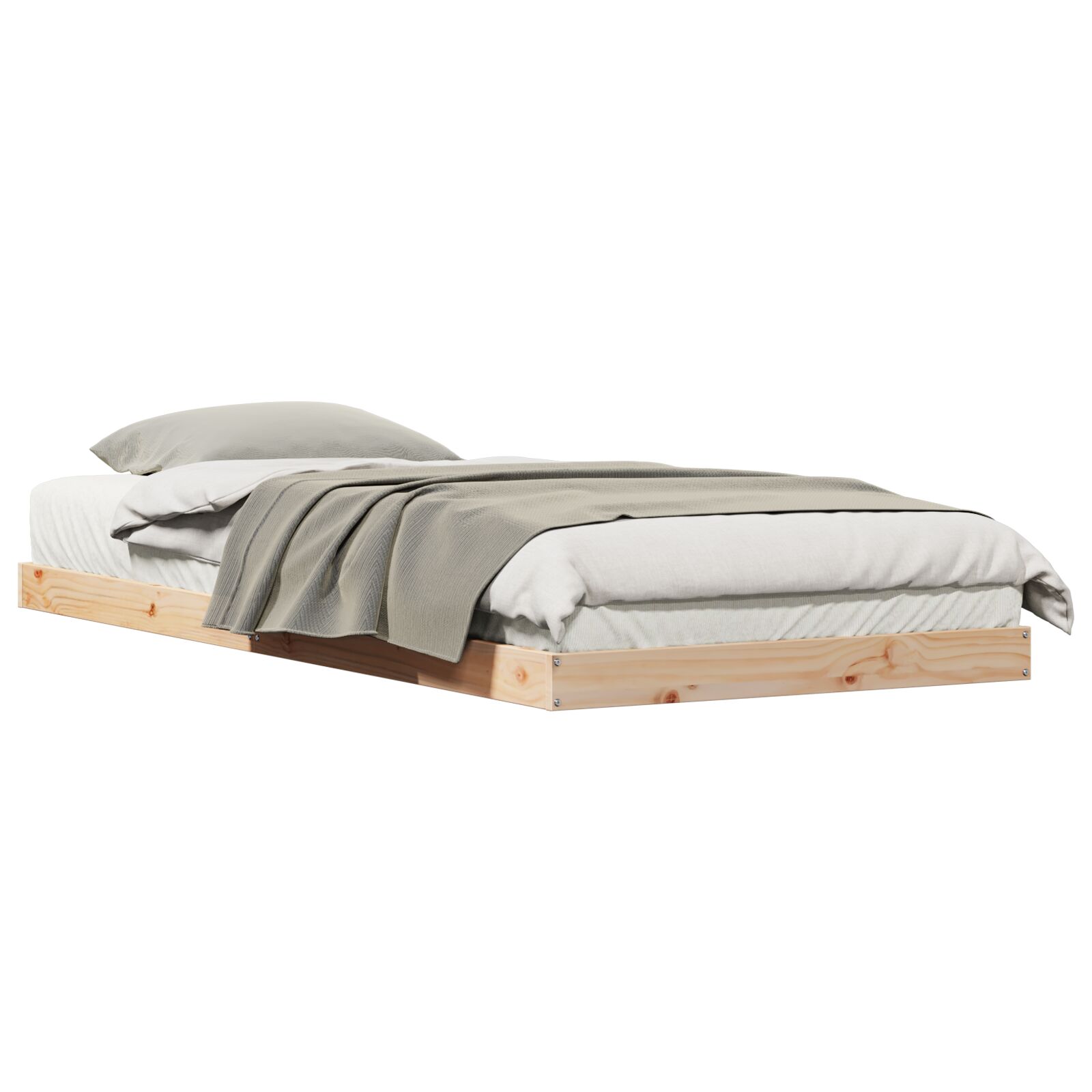 vidaXL Cadru de pat  Alb 90x220 cm Lemn masiv de pin