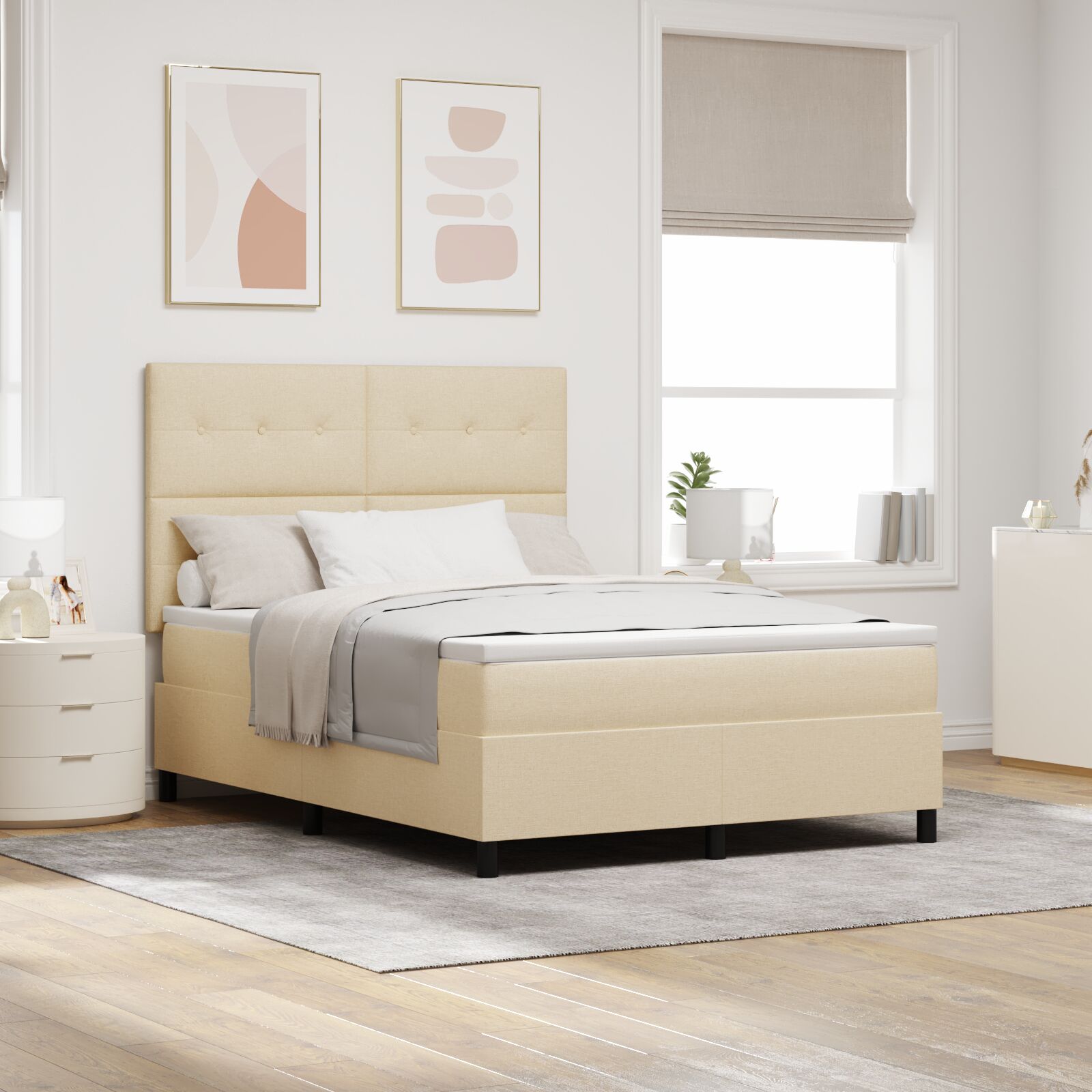 Box Spring krevet s dušekom Bež 140x200 cm Tkanina