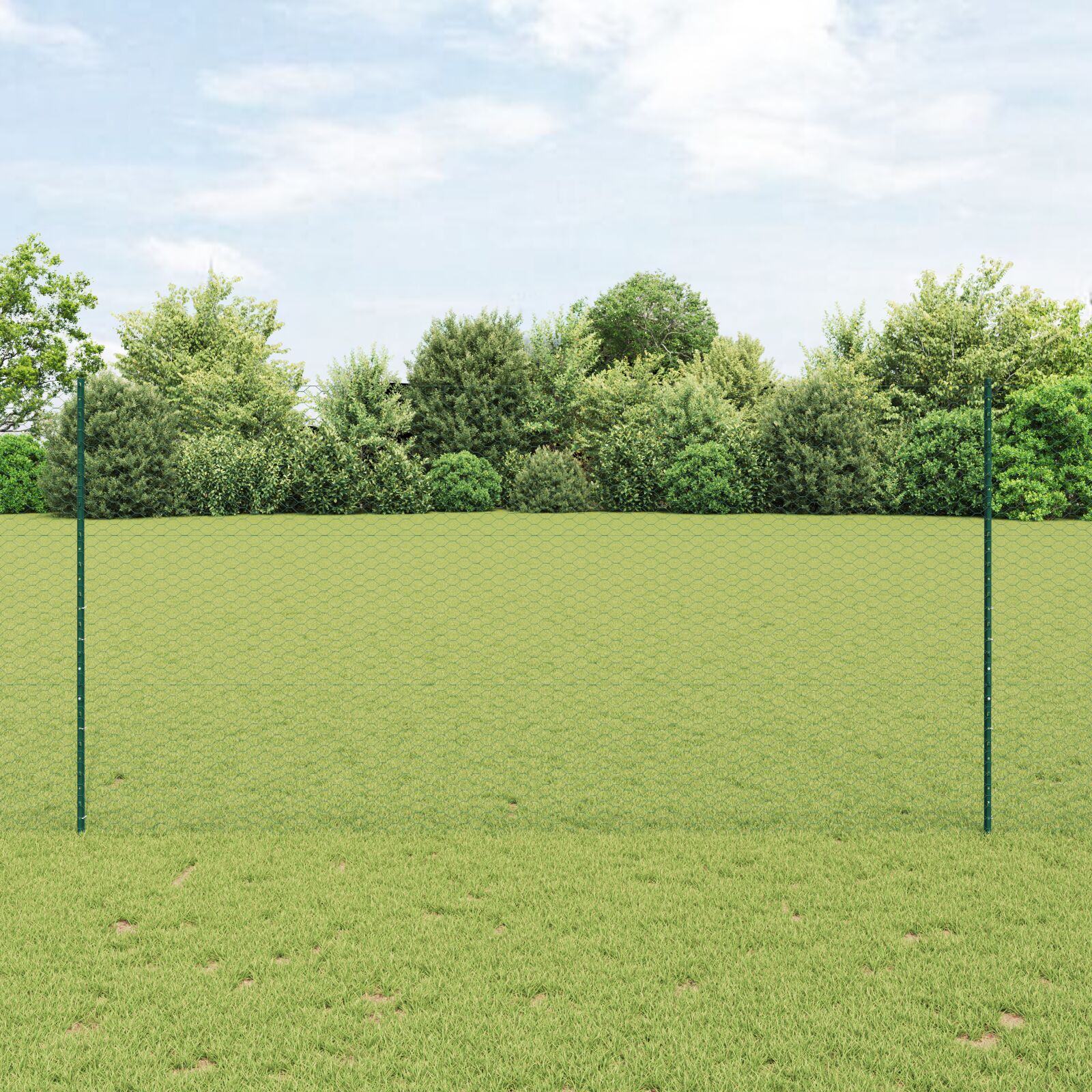 Hegnsposter 11 stk U-Kanal Grøn 150 cm Stål, vidaXL Sekskantet hegn Grøn 1,5x100 m Stål