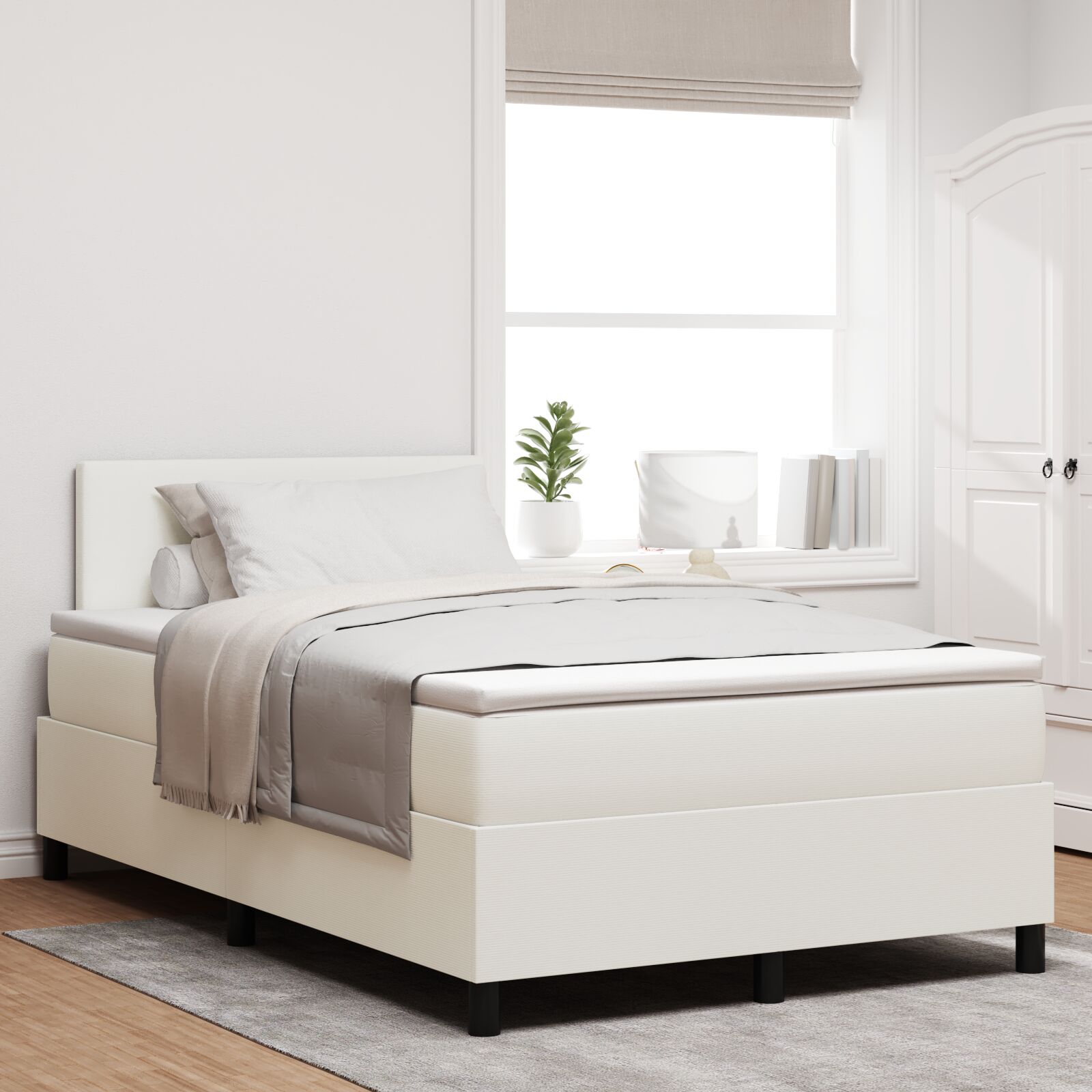 vidaXL Boxspringbett mit Matratzencreme 120x200 cm Corduroy-Stoff