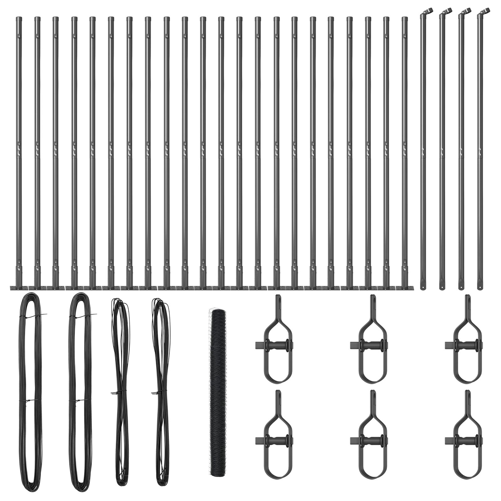 vidaXL Ograda u obliku heksagona Siva 1.5x50 m Čelična, vidaXL Stupovi ograde s baznim pločama 13 kom Ø32mm 83.5cm Galvanizirano čelik