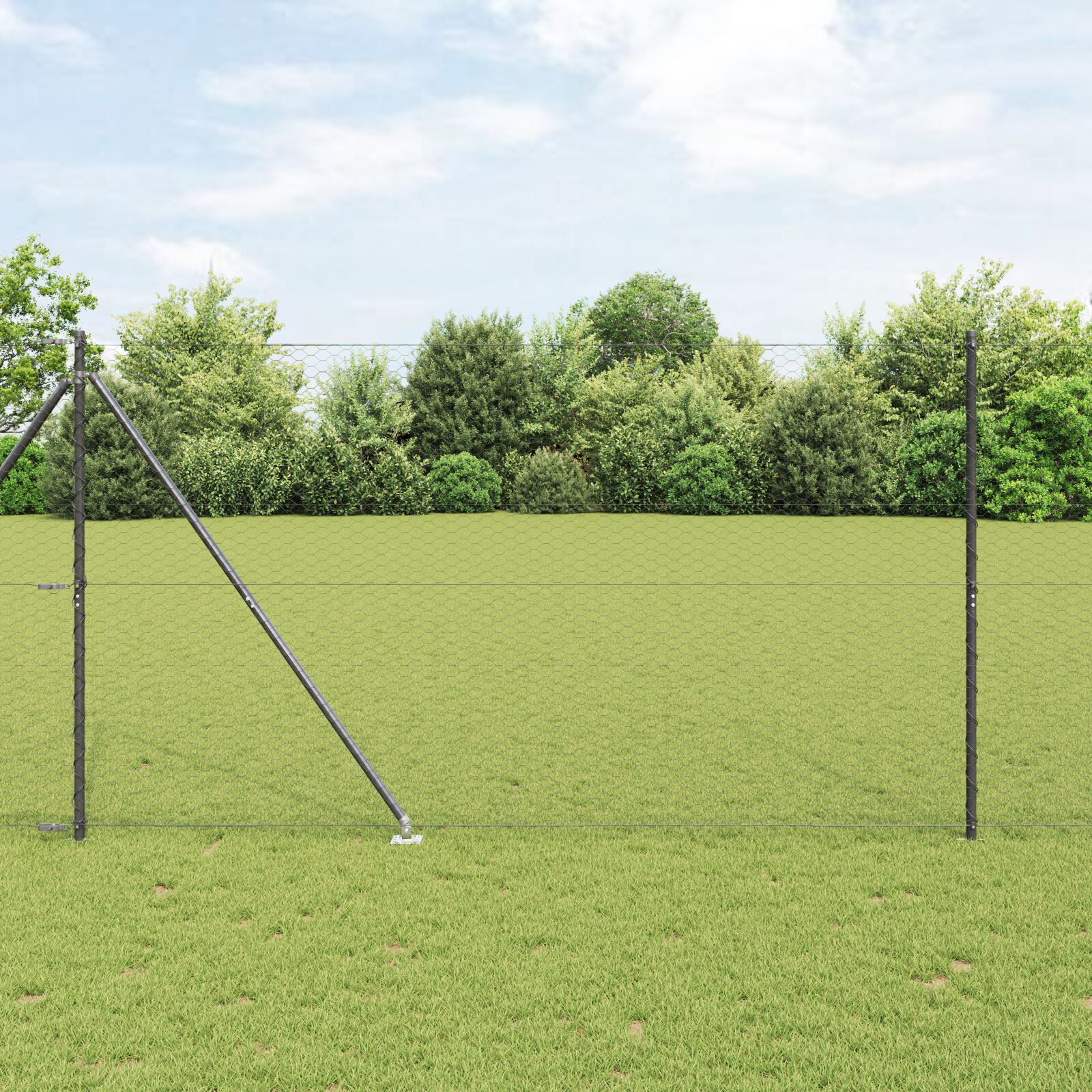 Hexagonhegn Grå 1.5x10 m Stål, vidaXL Hegnspidser med spyd 7 stk Ø32 mm 170 cm Galvaniseret stål