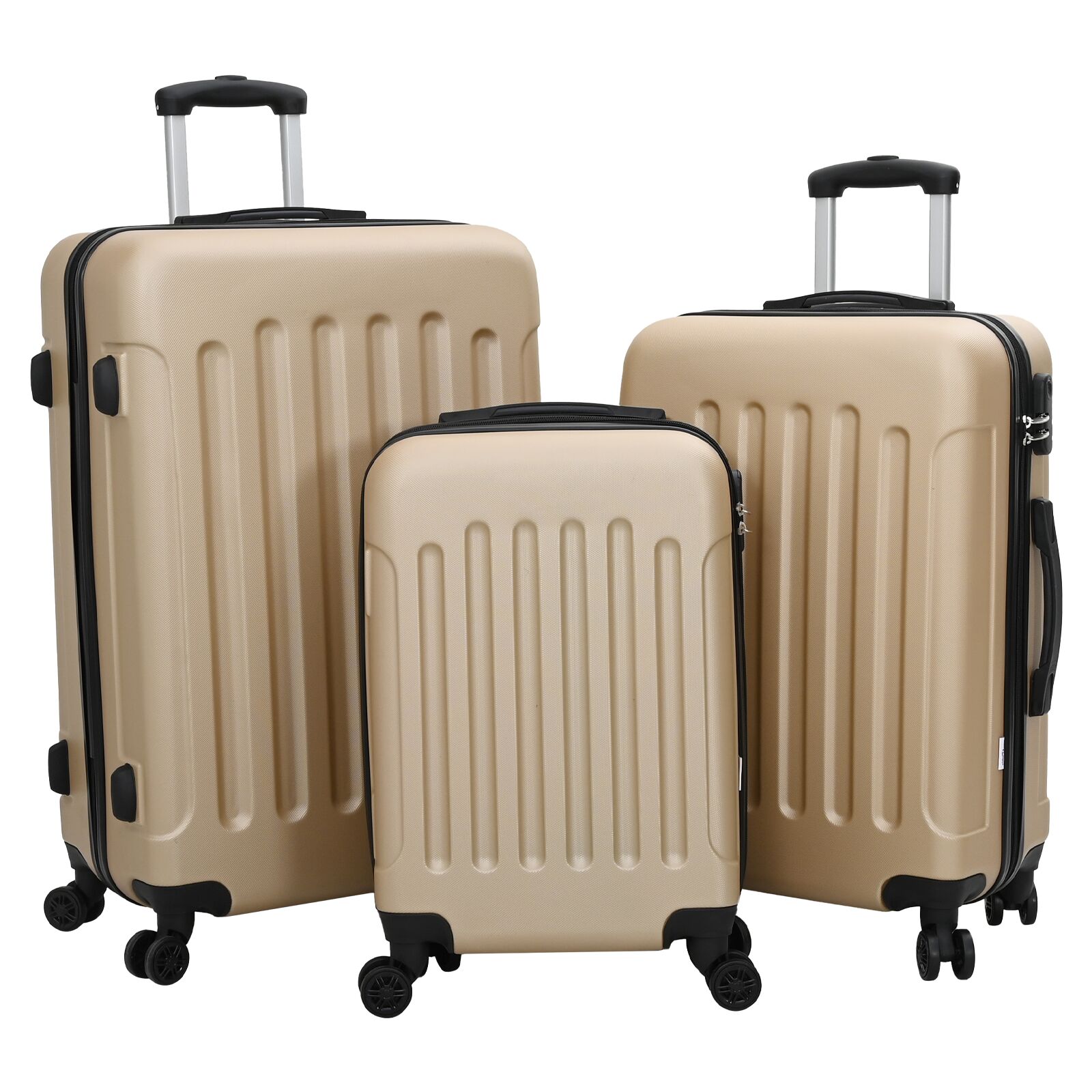vidaXL Kofferset 3 Teile Hartschale Champagner 20“ 24“ 28“ ABS