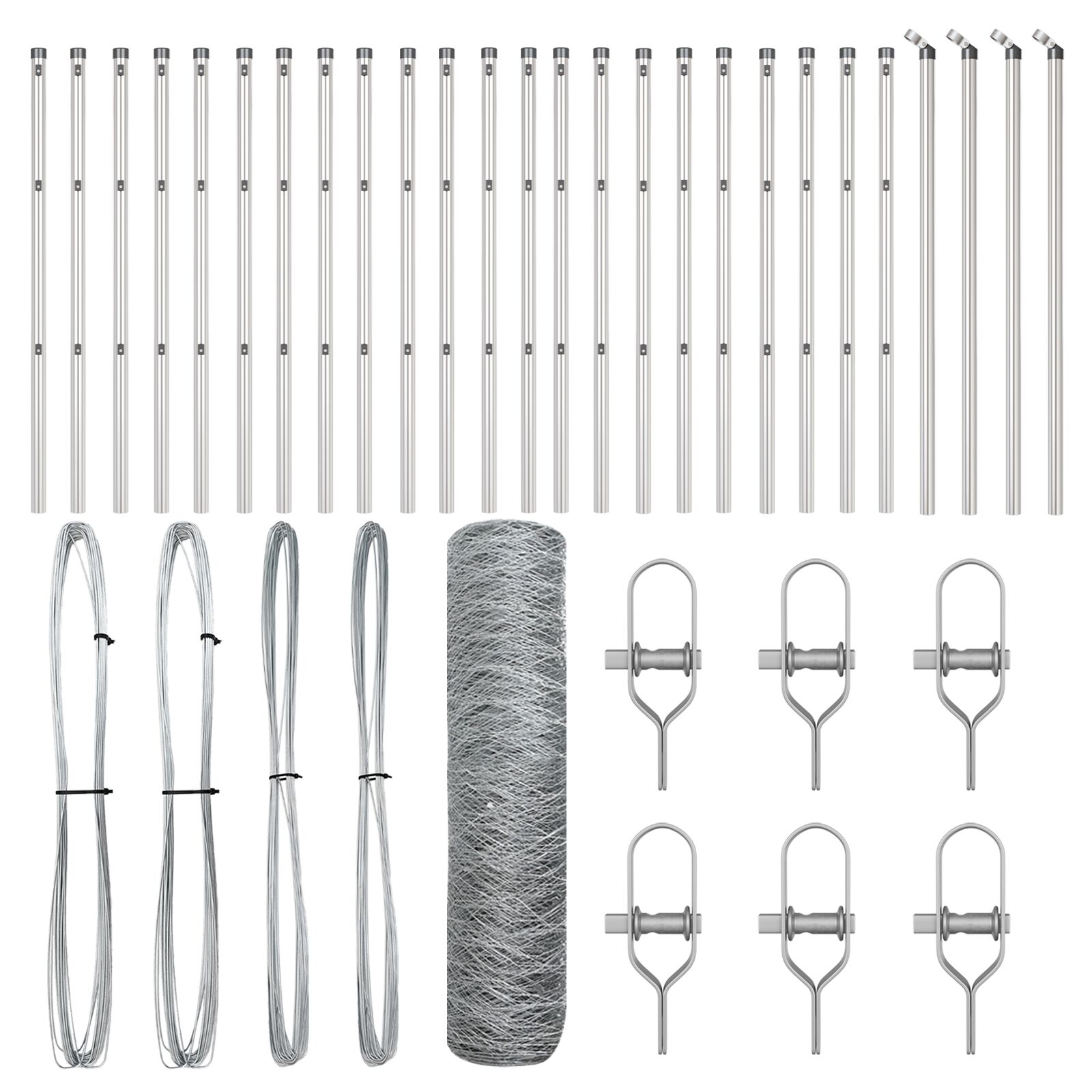 vidaXL Heš Ograda 0.8x50 m Galvanizirani Čelik, vidaXL Stupovi Ograde 13 kom Ø32 mm 120 cm Galvanizirani Čelik