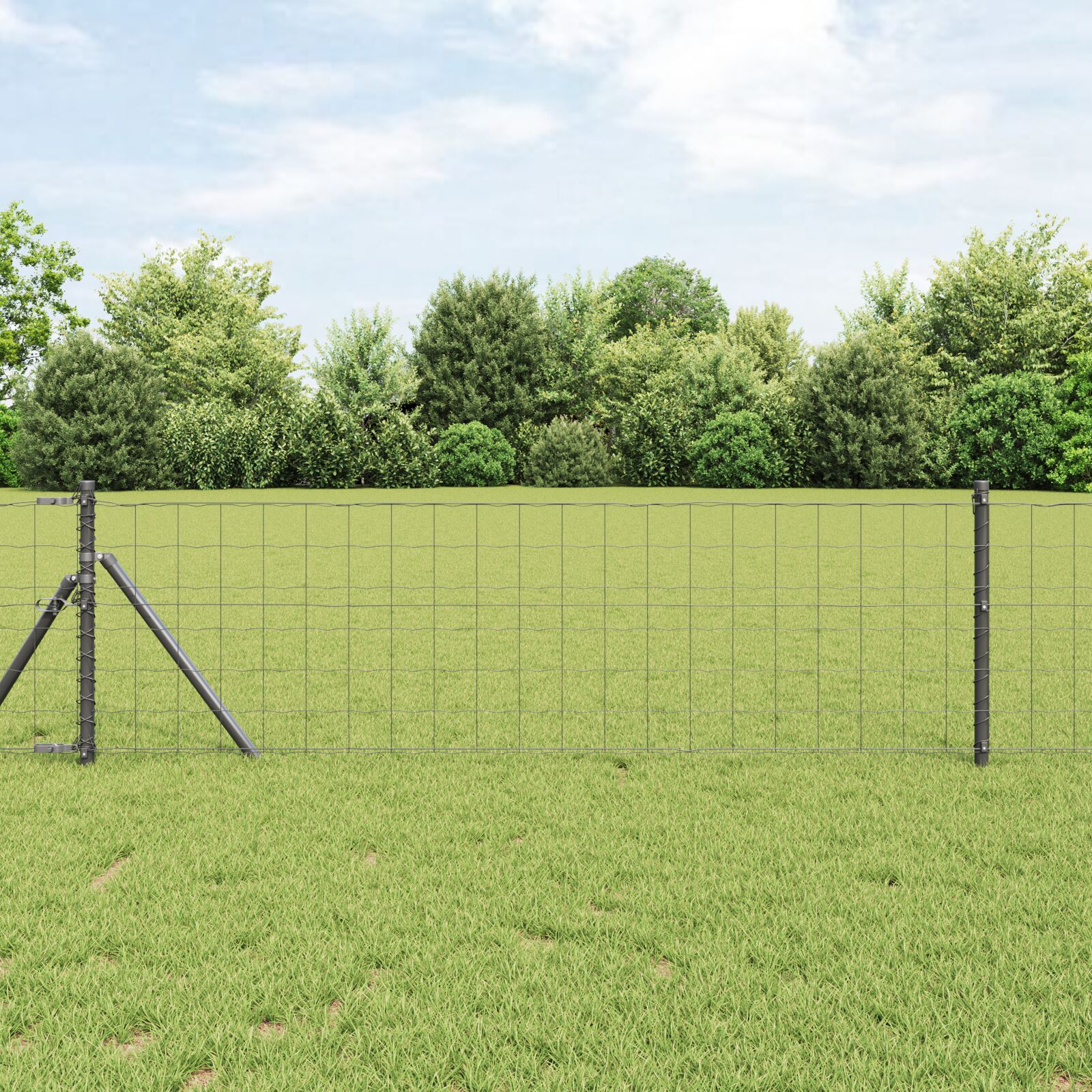 Euro Hegn med 13 Poster 0,6x50 m Galvaniseret Stål Grå