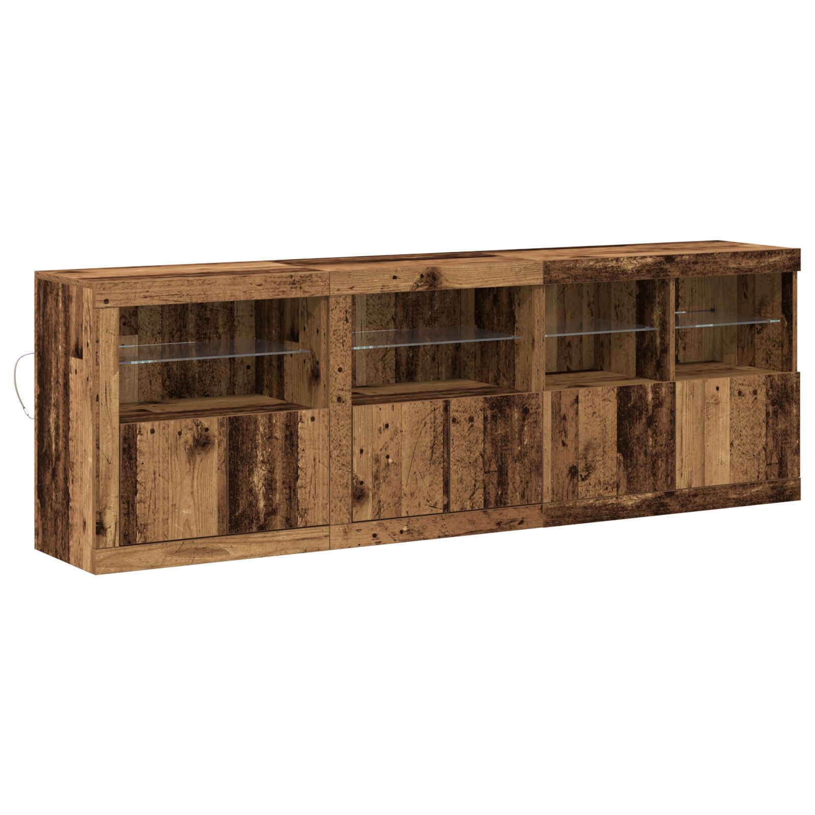 vidaXL Bife s LED svjetlima Stari Drvo 202x37x67 cm