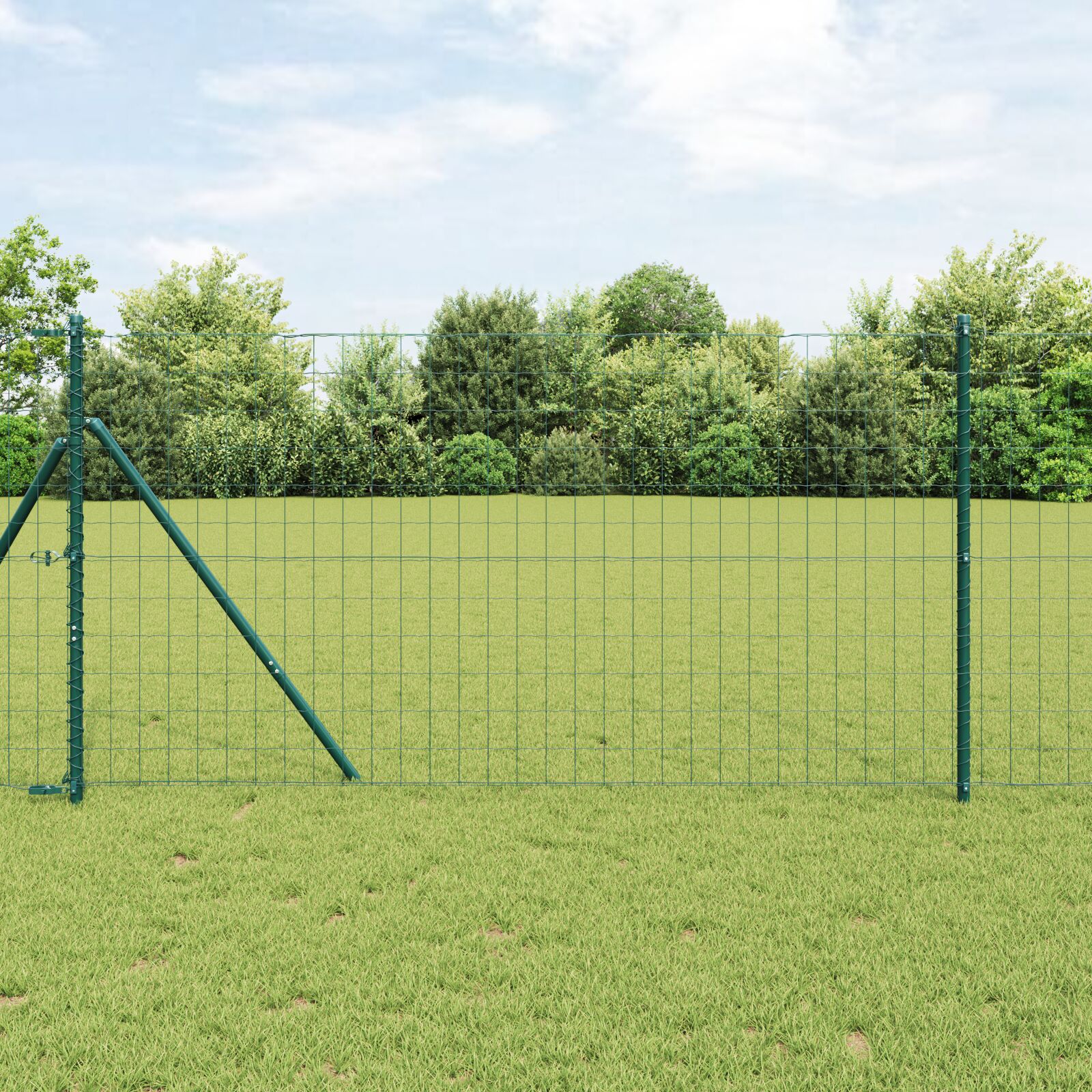 Euro Hegn med 7 Stolper 1.4x10 m Galvaniseret Stål Grøn