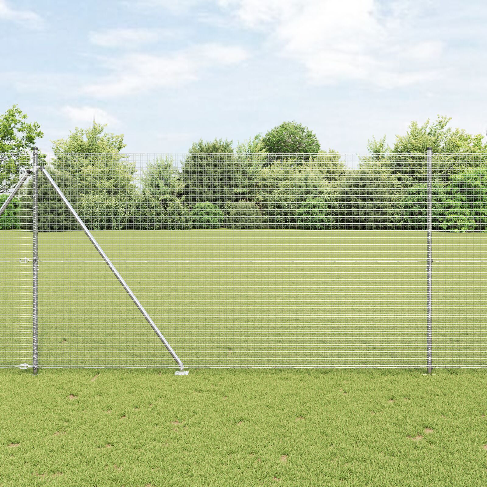 vidaXL zavarena žičana ograda s 13 klinova 1.5x50 m Pocinčani čelik