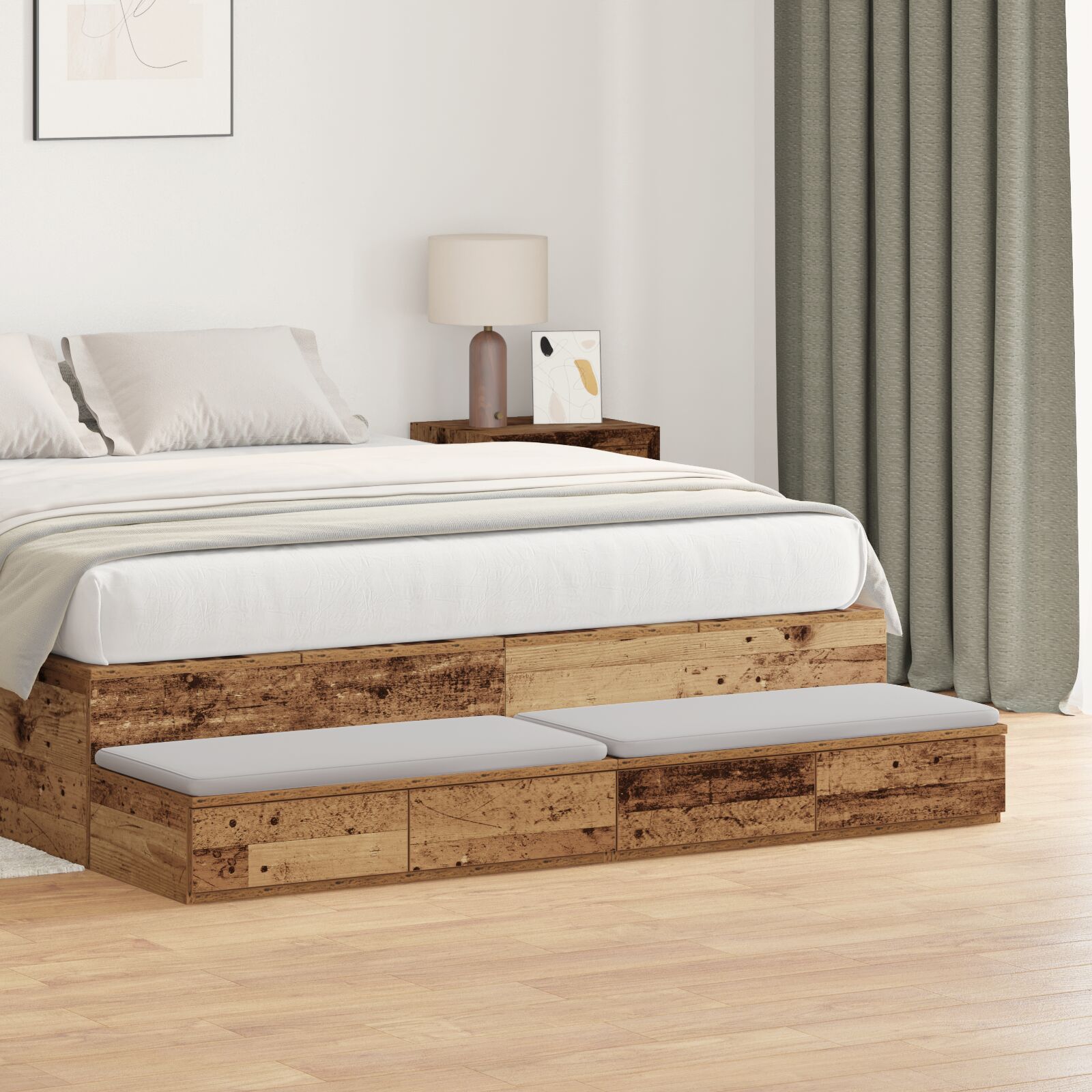 vidaXL Nachtkastje Oude hout Hout 150 x 36.5 x 16.5 cm