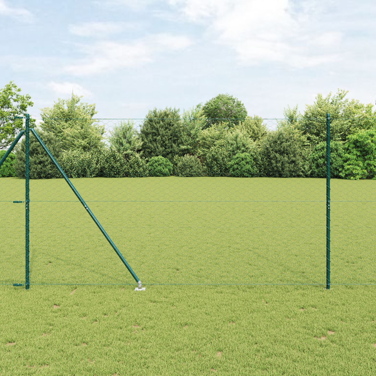 Sekskantet Hegn Grøn 1.5x100 m Stål, vidaXL Hegnsposter med spike 13 stk Ø32 mm 170 cm Galvaniseret Stål