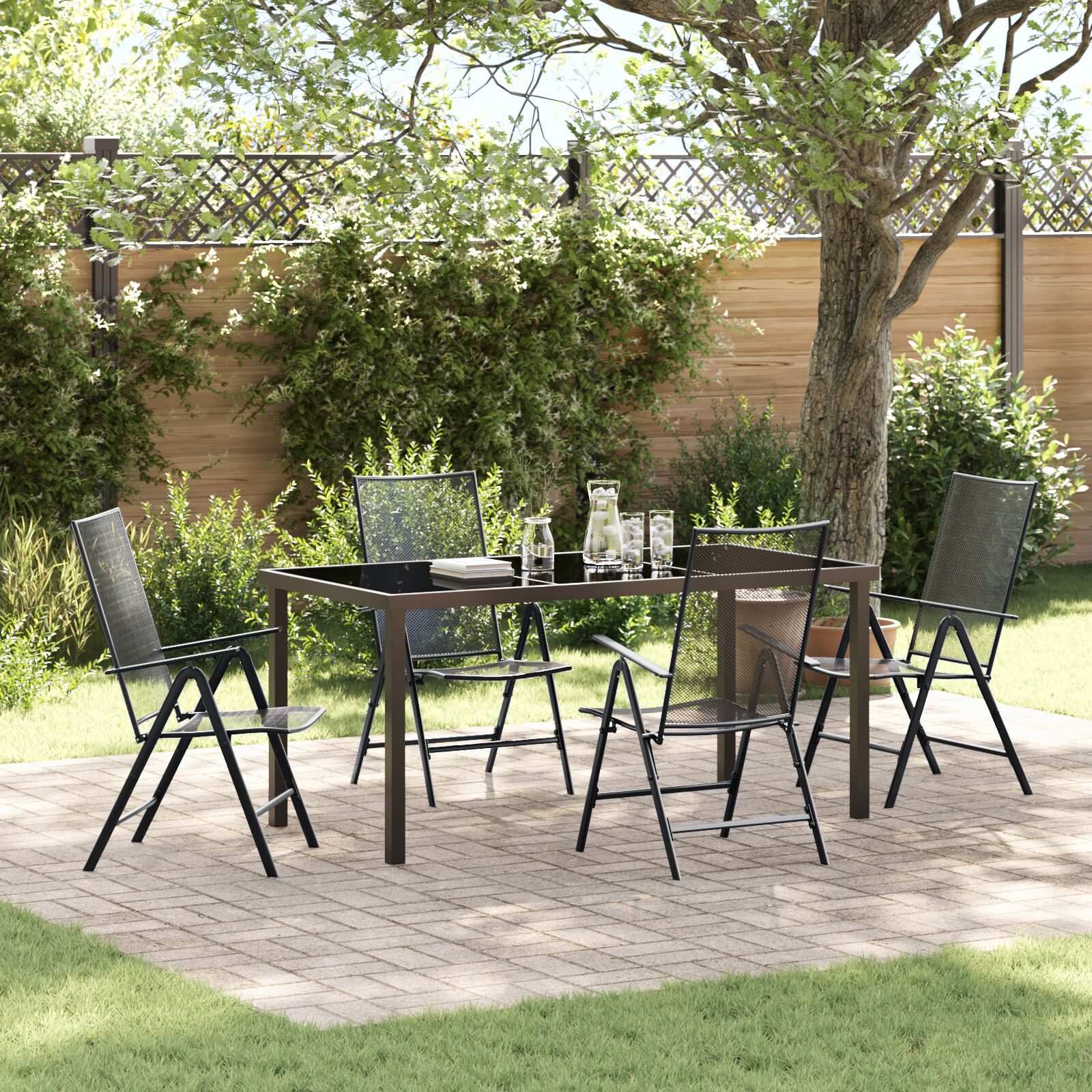 vidaXL 5-teiliges Garten-Dining-Set Anthrazitstahl