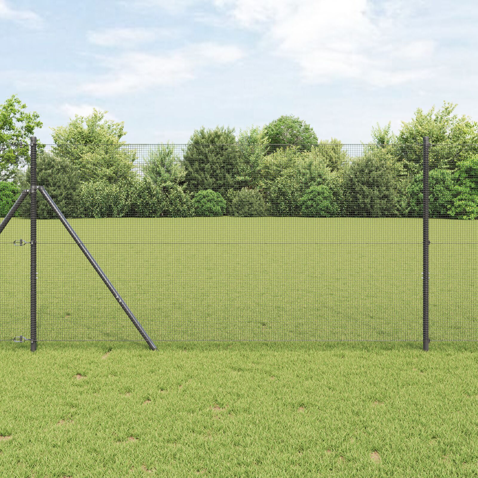 vidaXL Zavarena Ograda s 13 Stupova Siva 1x50 m Čelična